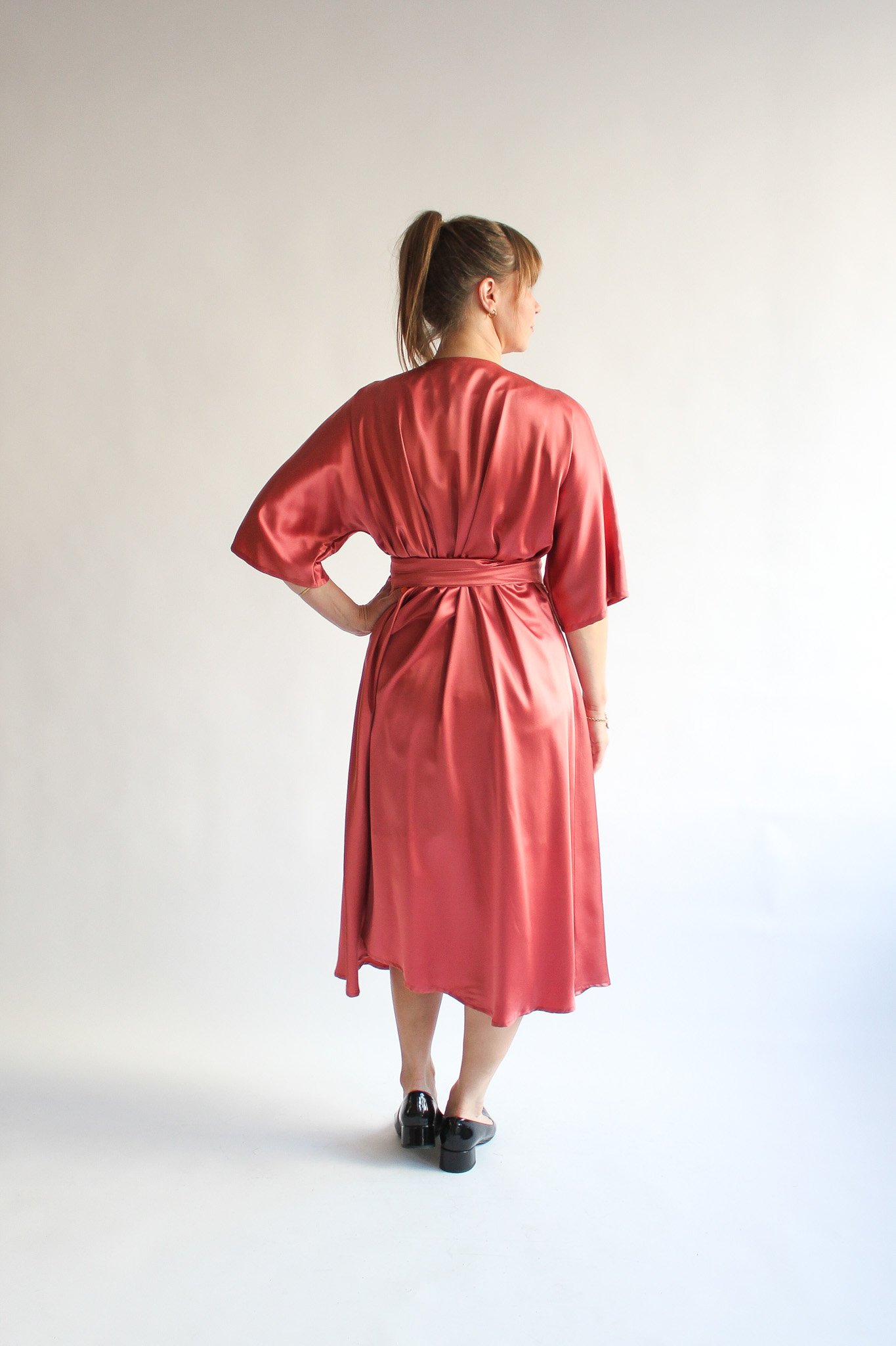 Rosa antica 100 % silk midi wrap dress - Image 7