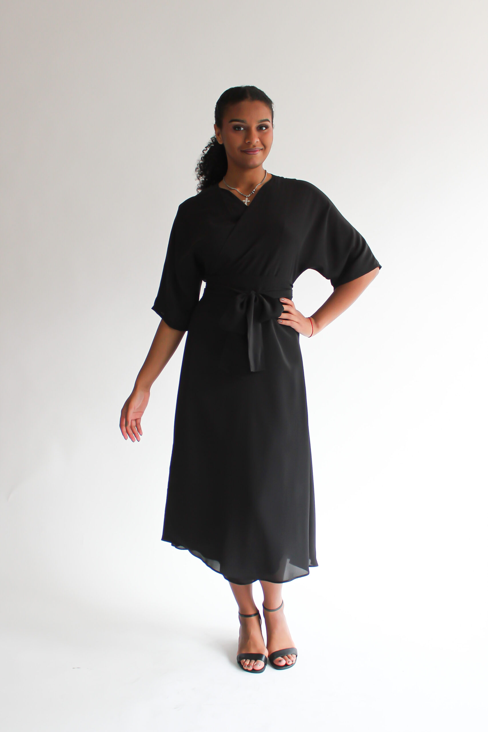 Nero 100 % silk midi wrap dress - Image 2