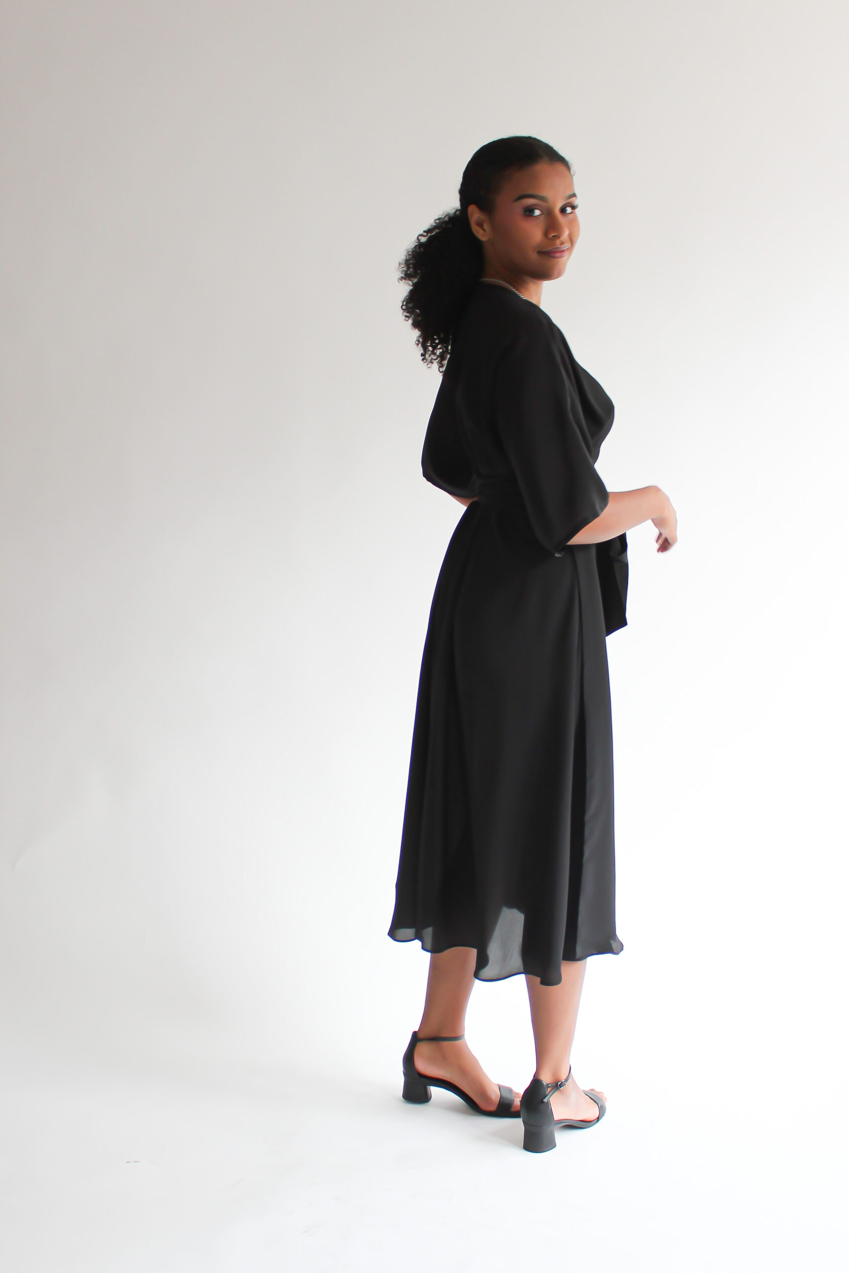 Nero 100 % silk midi wrap dress - Image 3