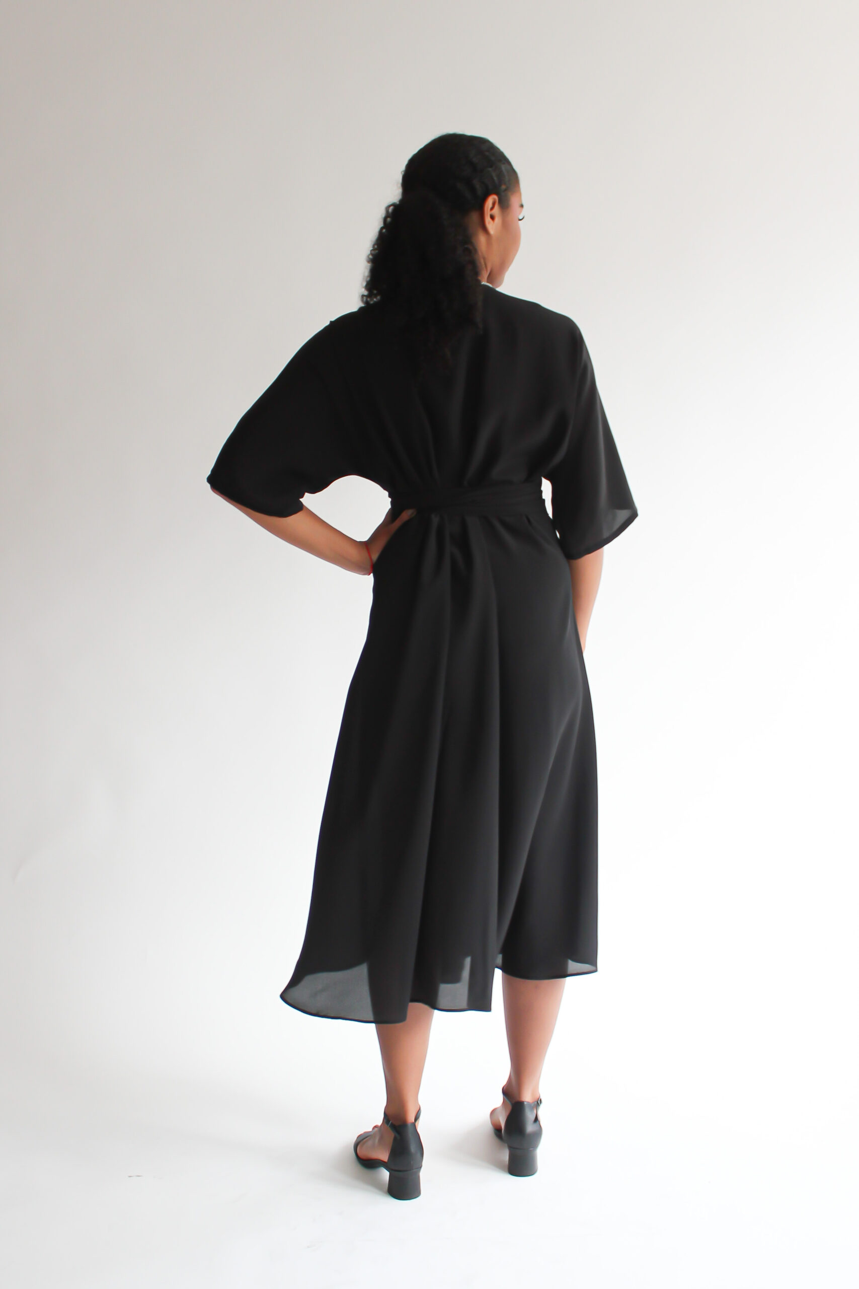 Nero 100 % silk midi wrap dress - Image 4