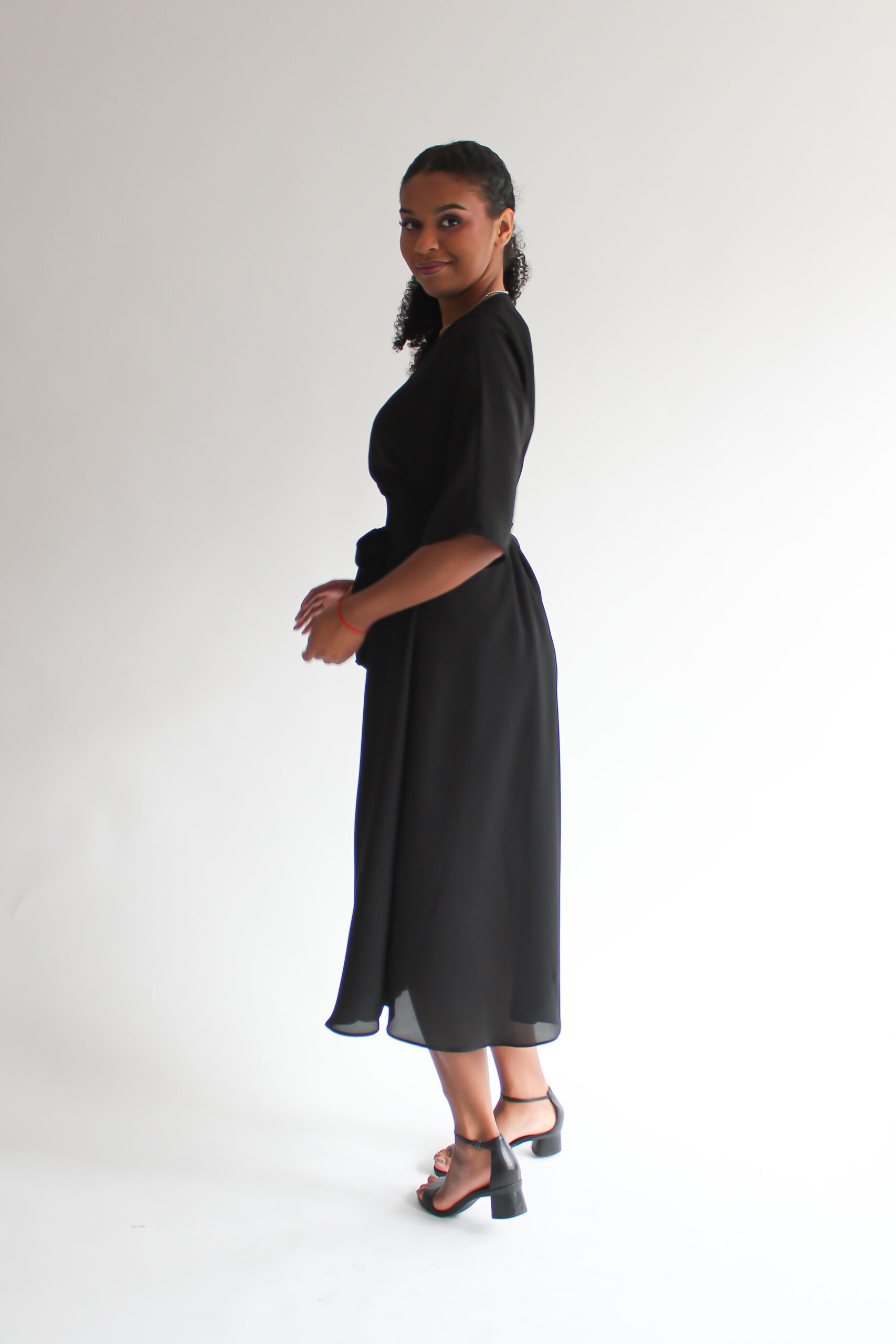 Nero 100 % silk midi wrap dress - Image 5