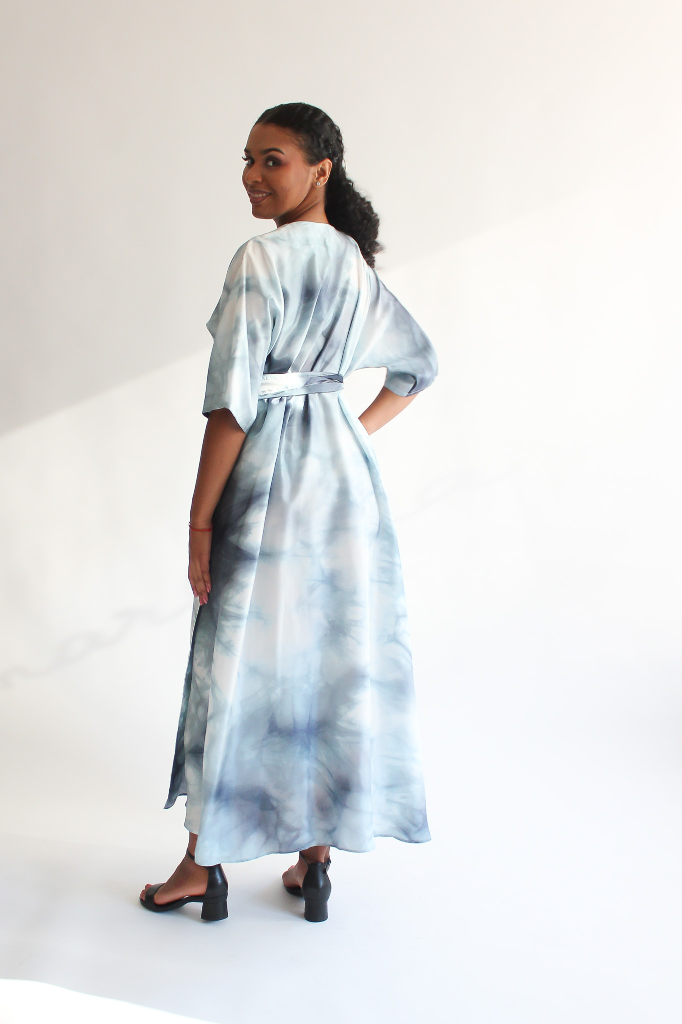 Nuvole 100 % silk maxi wrap dress - Image 6
