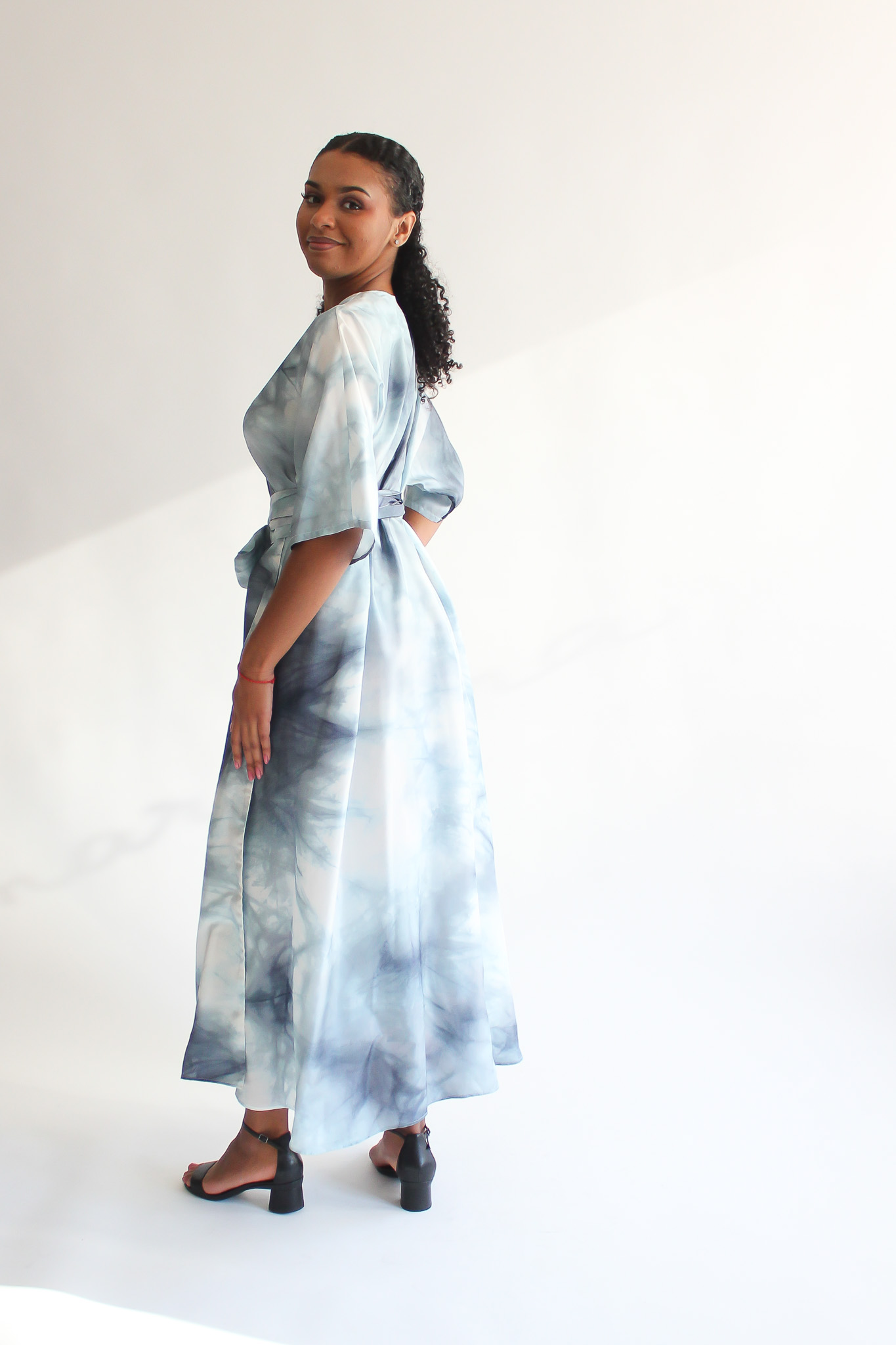 Nuvole 100 % silk maxi wrap dress - Image 7