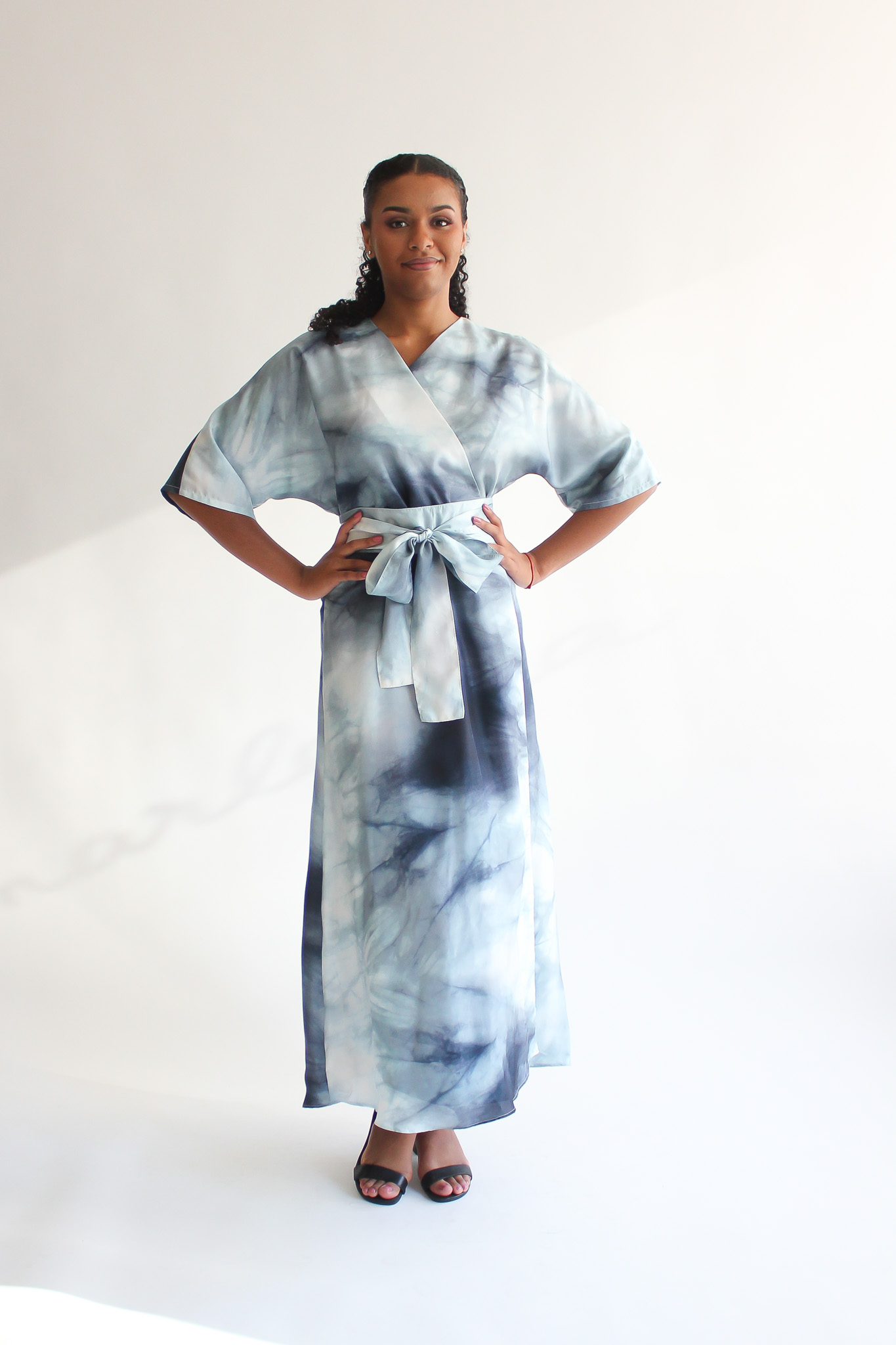 Nuvole 100 % silk maxi wrap dress