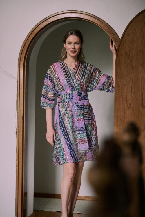 Arcobaleno sequin mini wrap dress