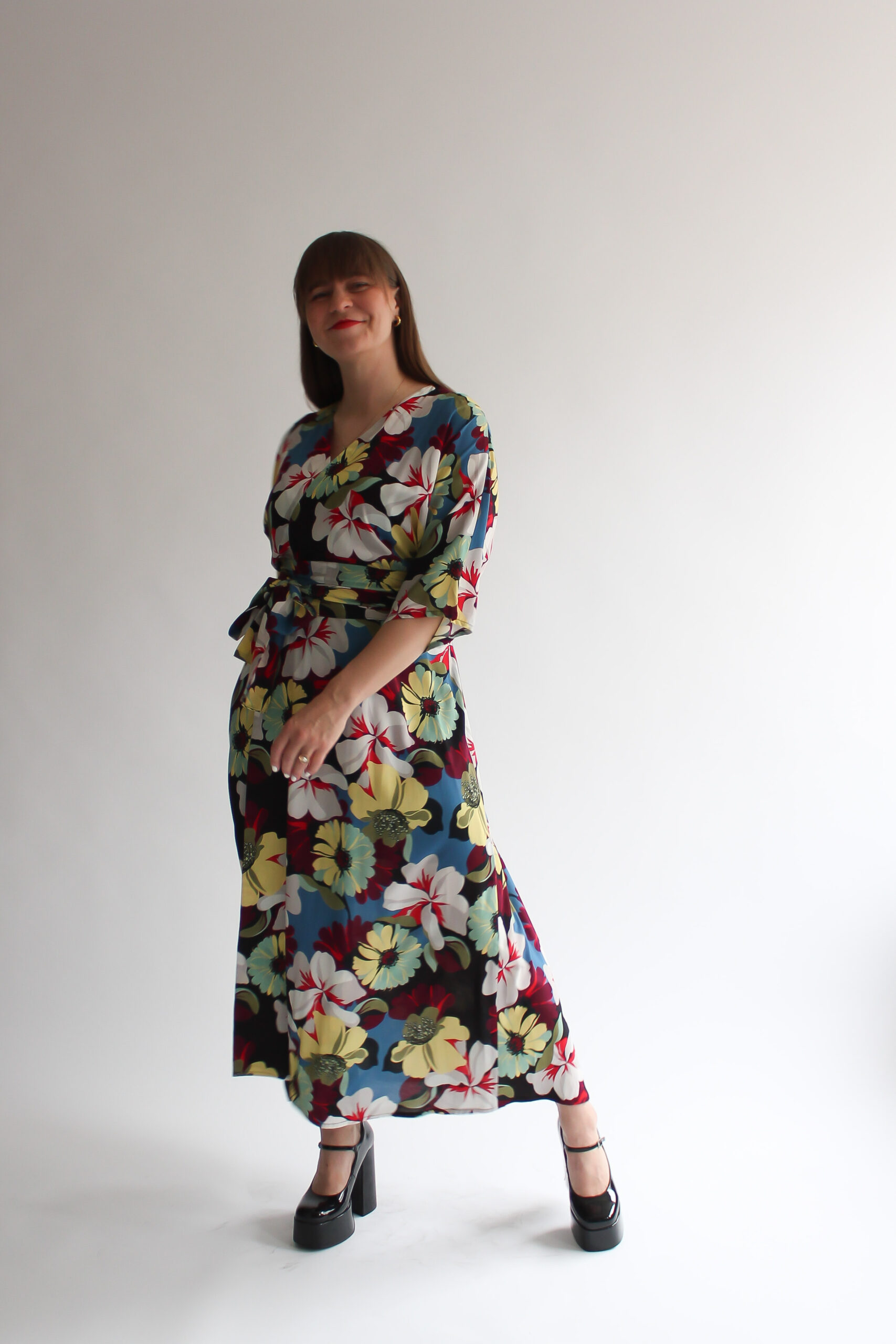 Fiore scuro maxi wrap dress - Image 2