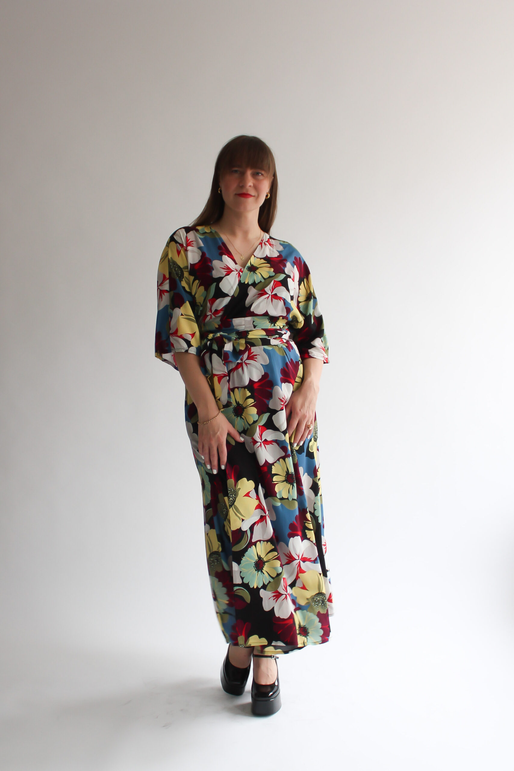 Fiore scuro maxi wrap dress - Image 3
