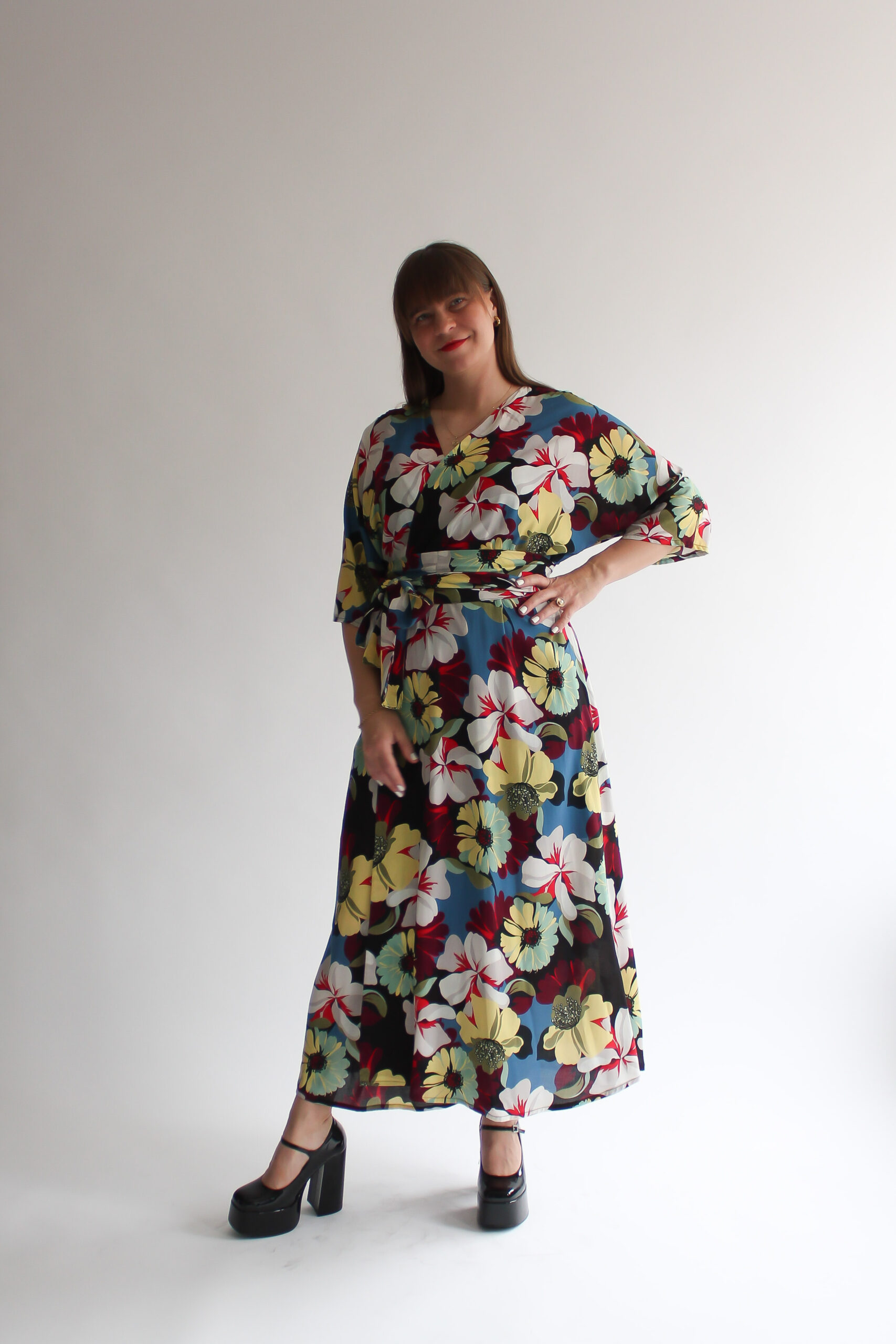 Fiore scuro maxi wrap dress - Image 4