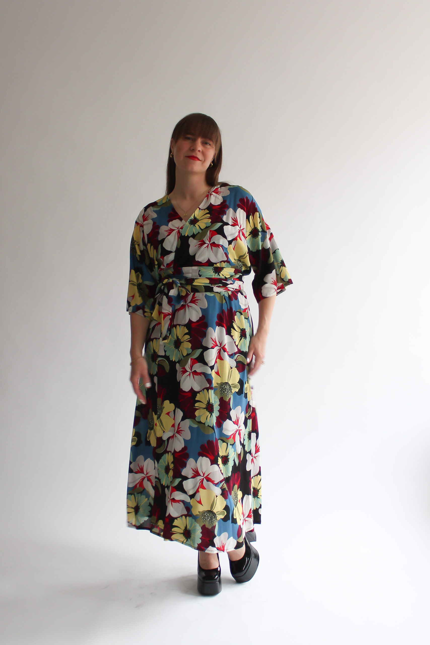 Fiore scuro maxi wrap dress - Image 5