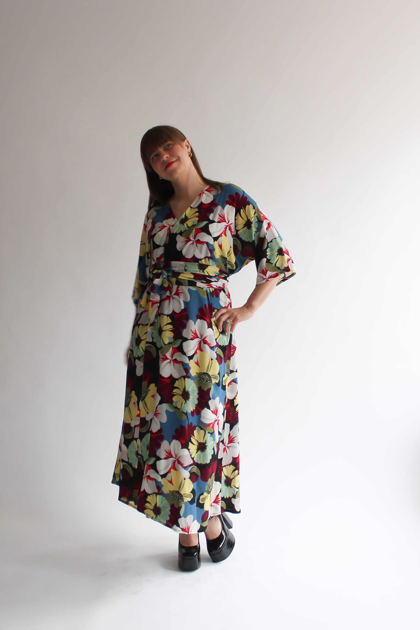 Fiore scuro maxi wrap dress - Image 7
