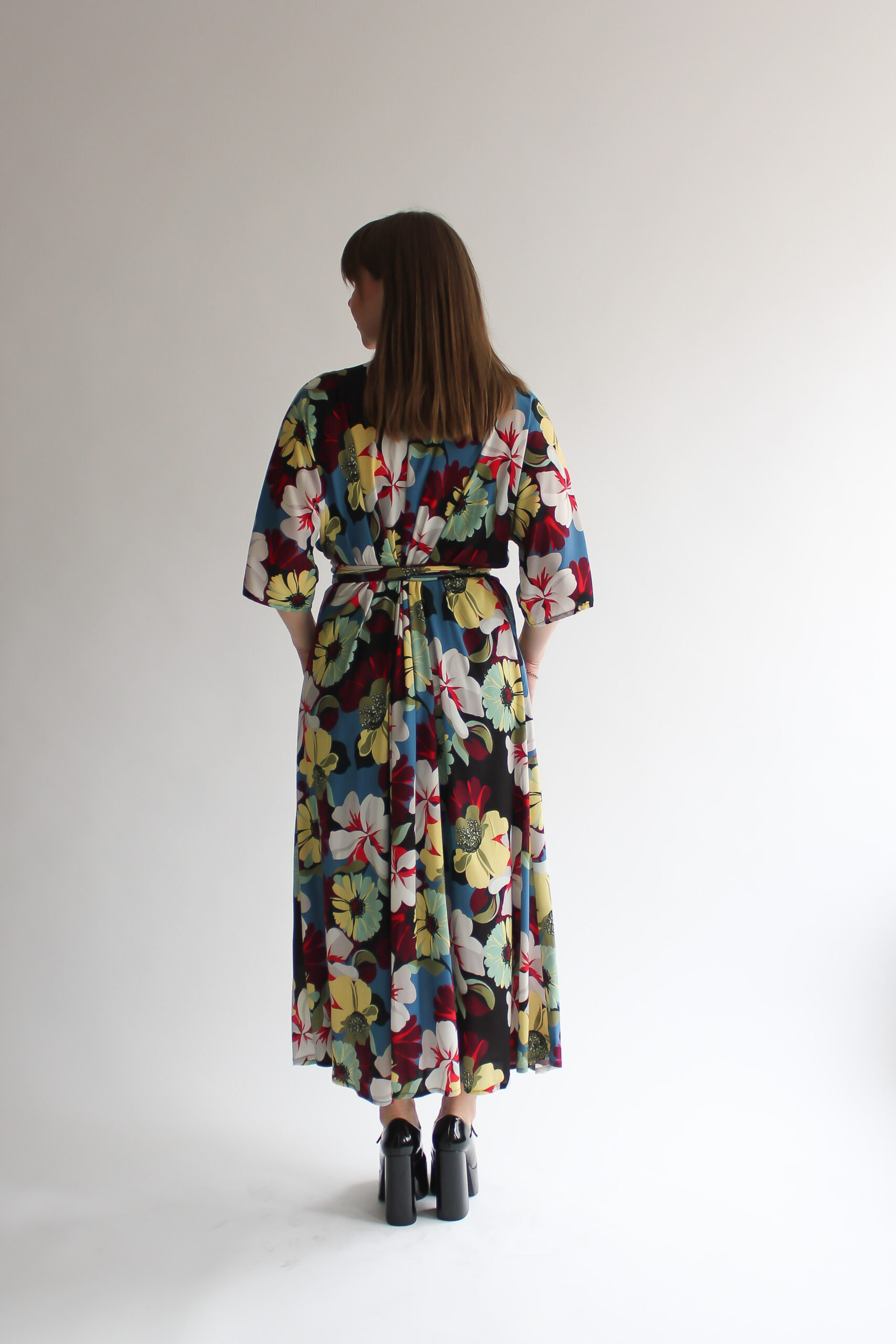 Fiore scuro maxi wrap dress - Image 8