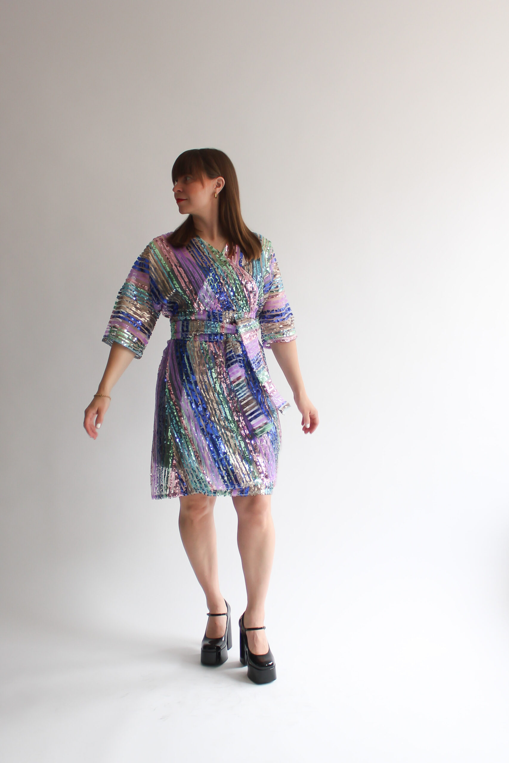 Arcobaleno sequin mini wrap dress - Image 2