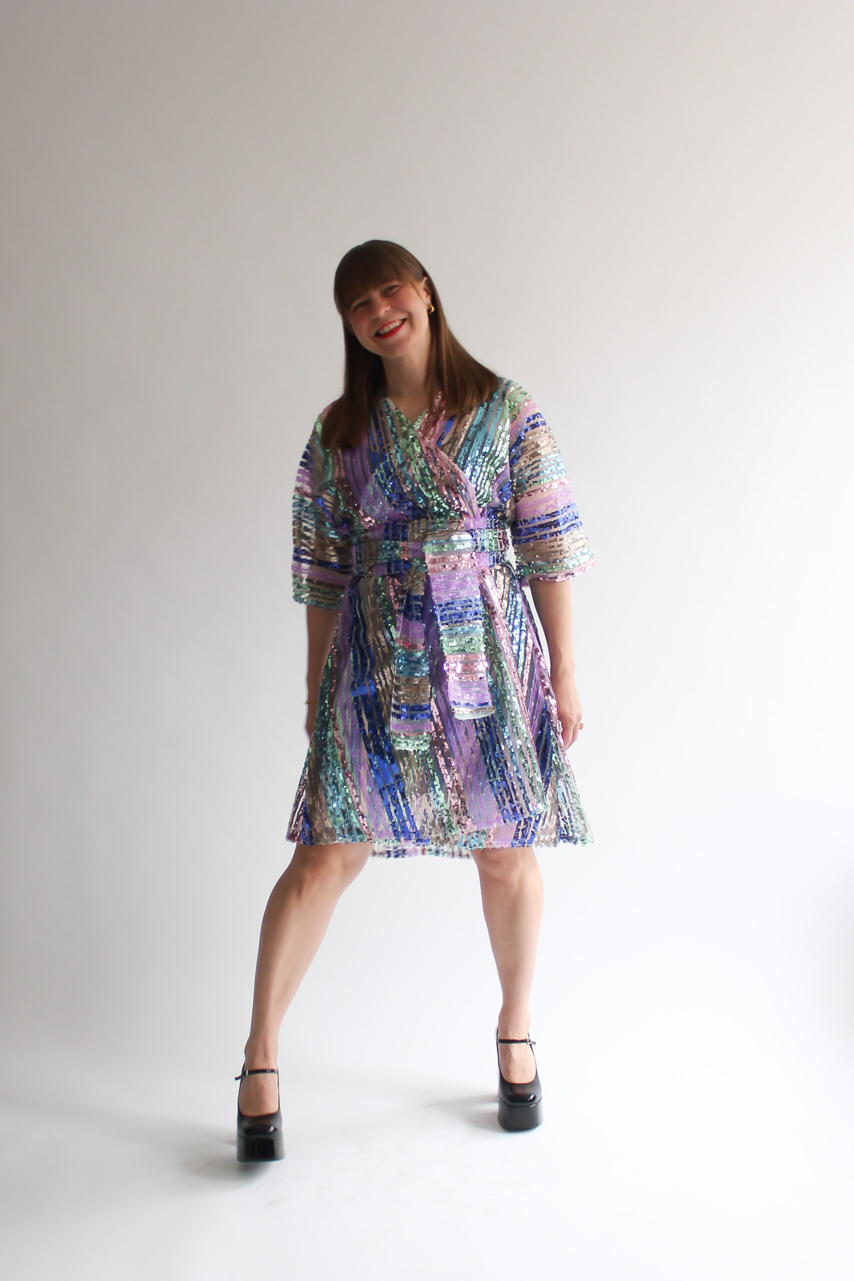 Arcobaleno sequin mini wrap dress - Image 4