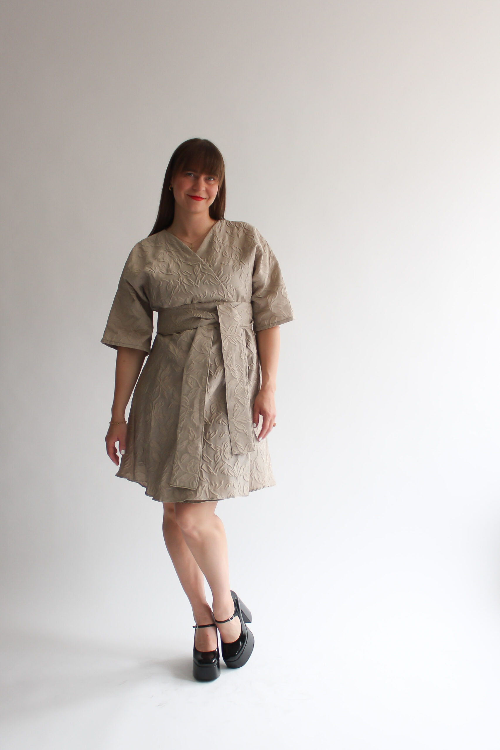 Foglia beige mini wrap dress - Image 2
