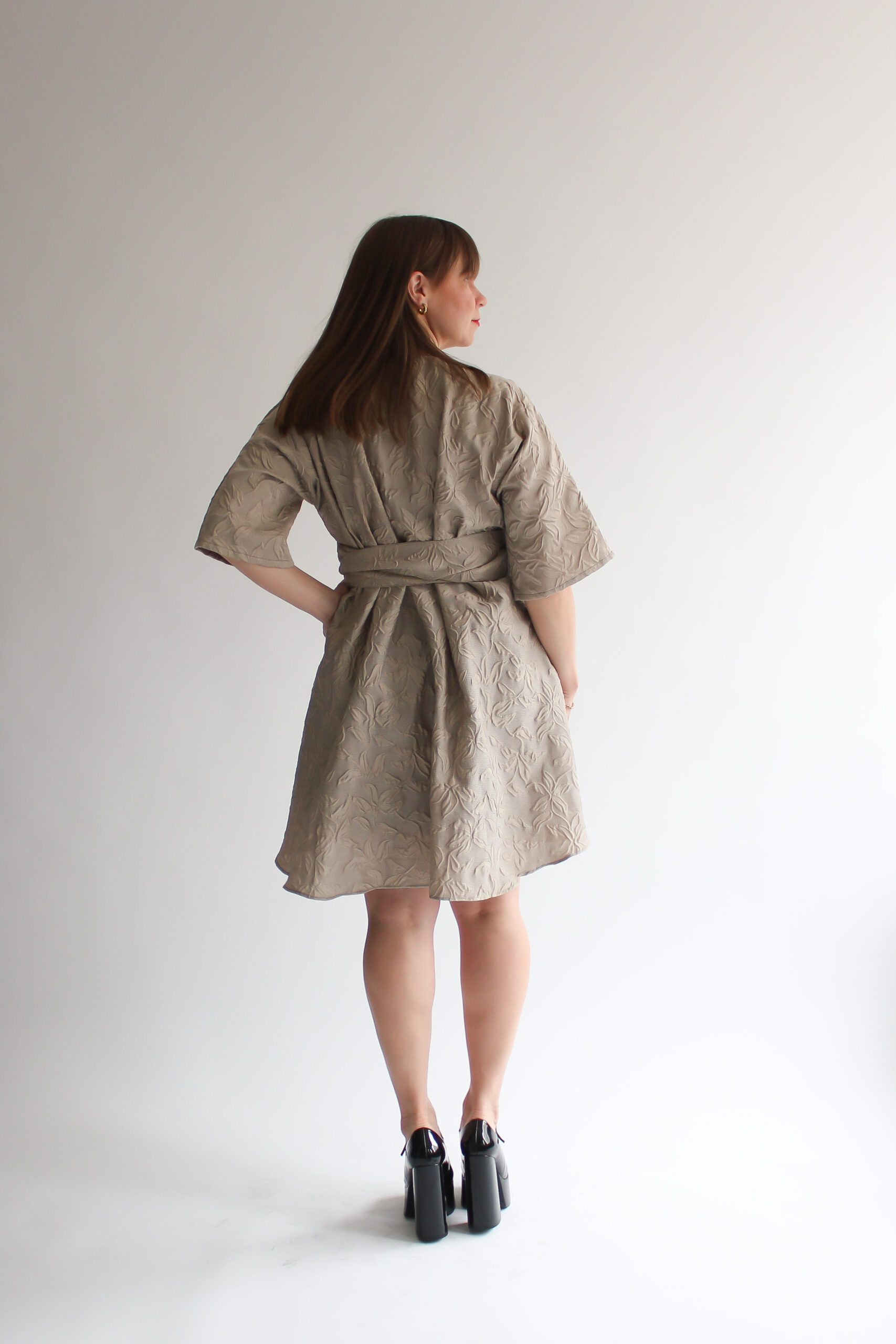 Foglia beige mini wrap dress - Image 8