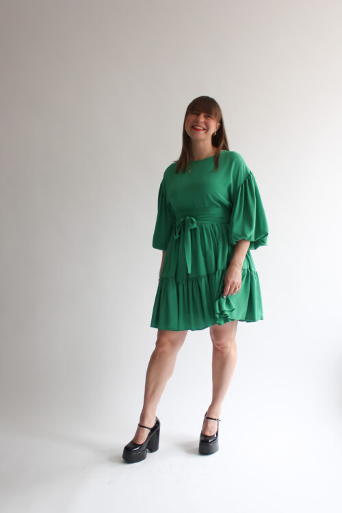 Abete puff sleeve double ruffle dress