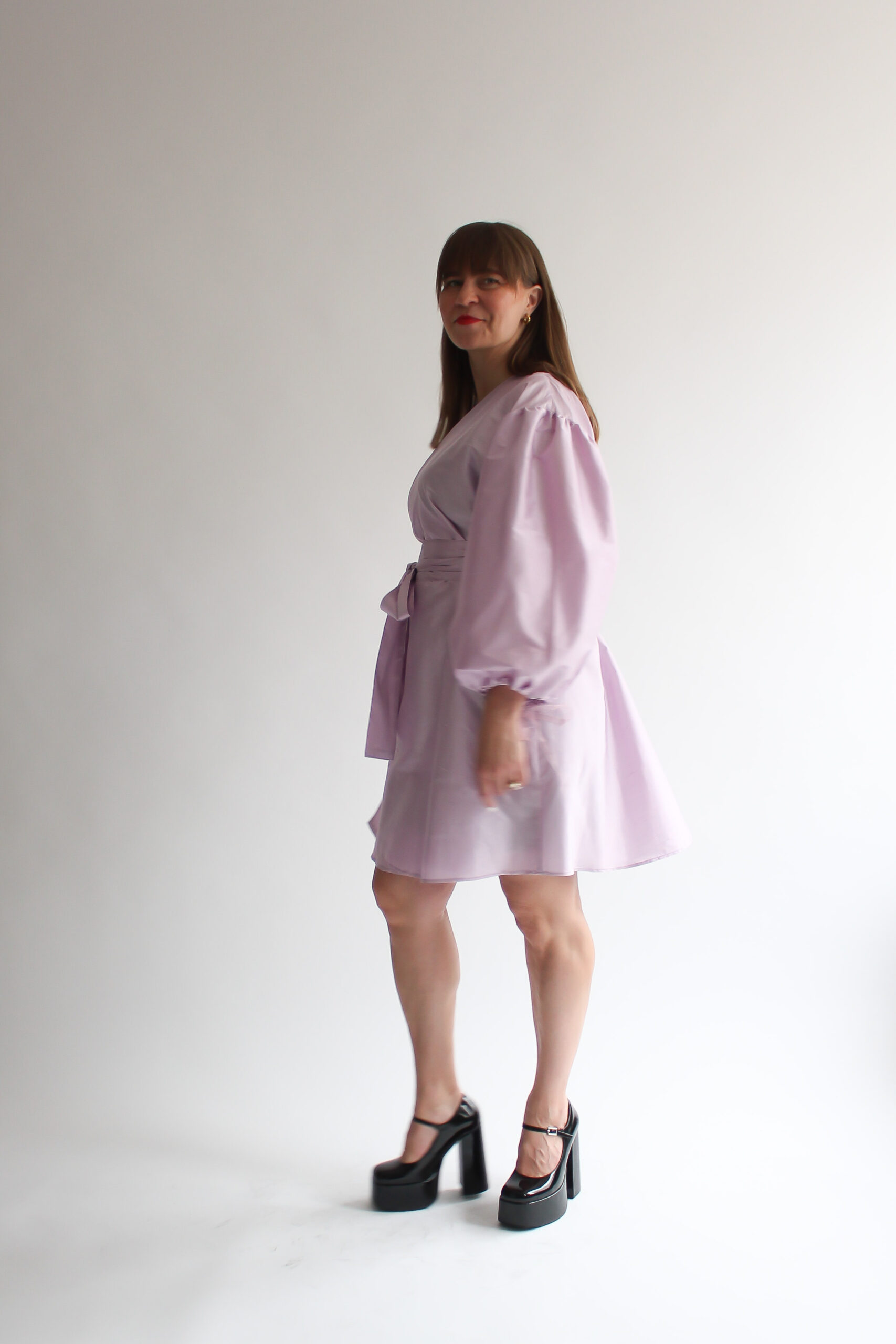 Lilla 100 % silk puff sleeve mini wrap dress - Image 7