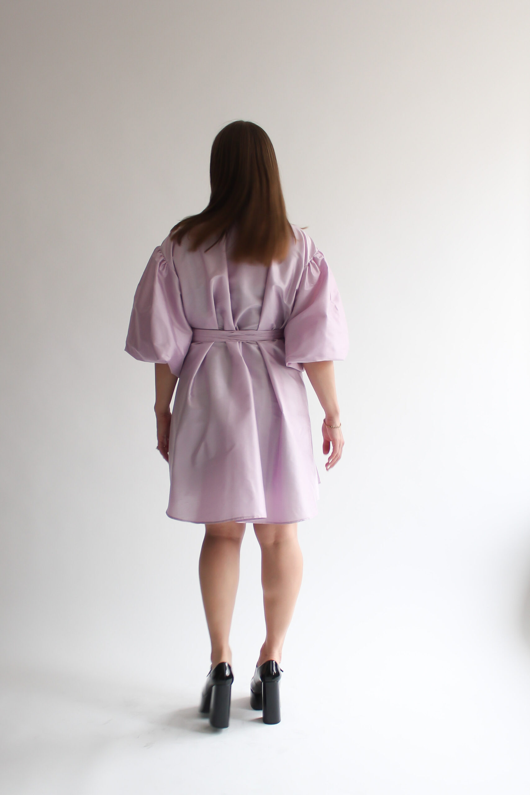 Lilla 100 % silk puff sleeve mini wrap dress - Image 12