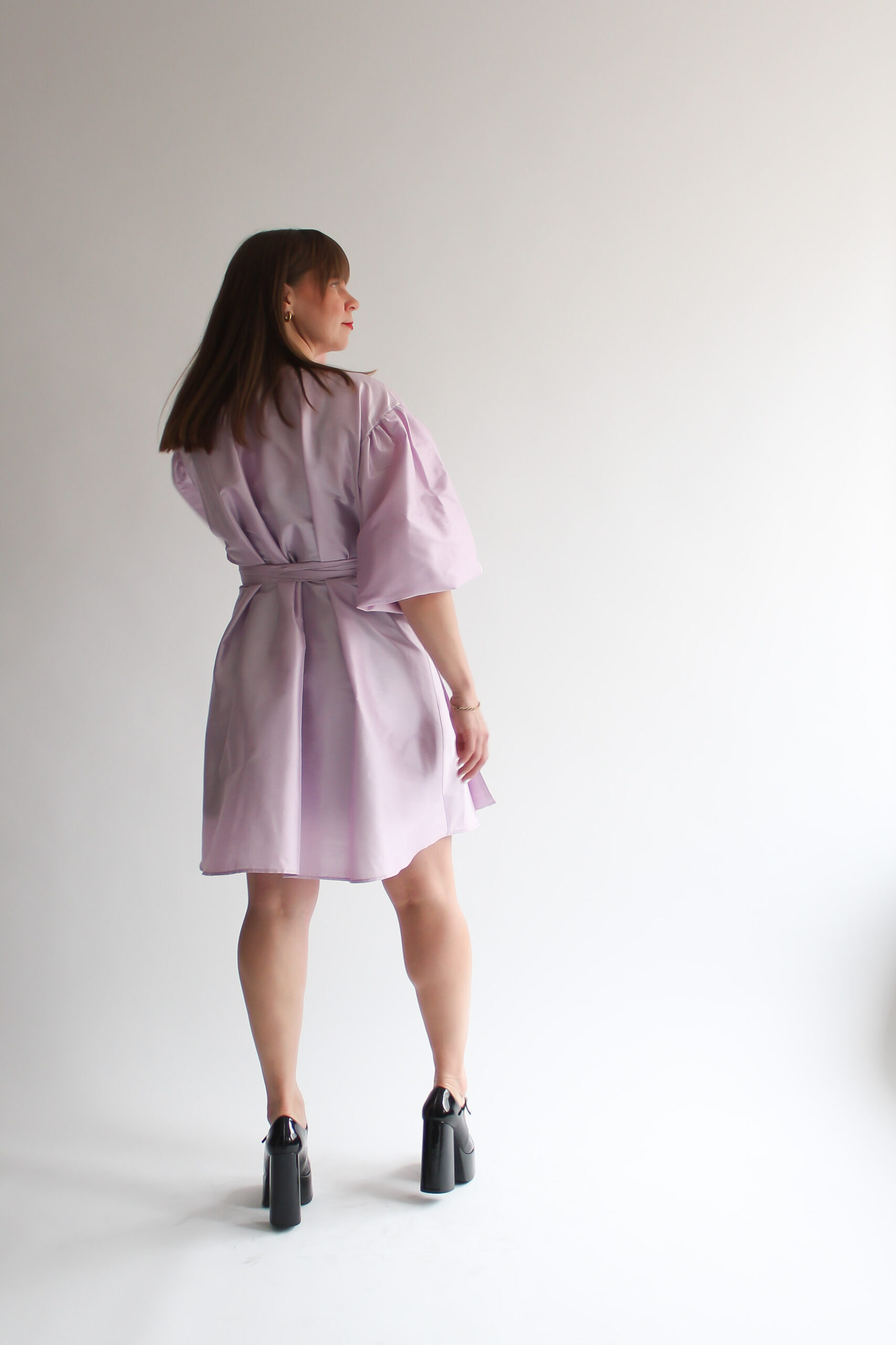 Lilla 100 % silk puff sleeve mini wrap dress - Image 13