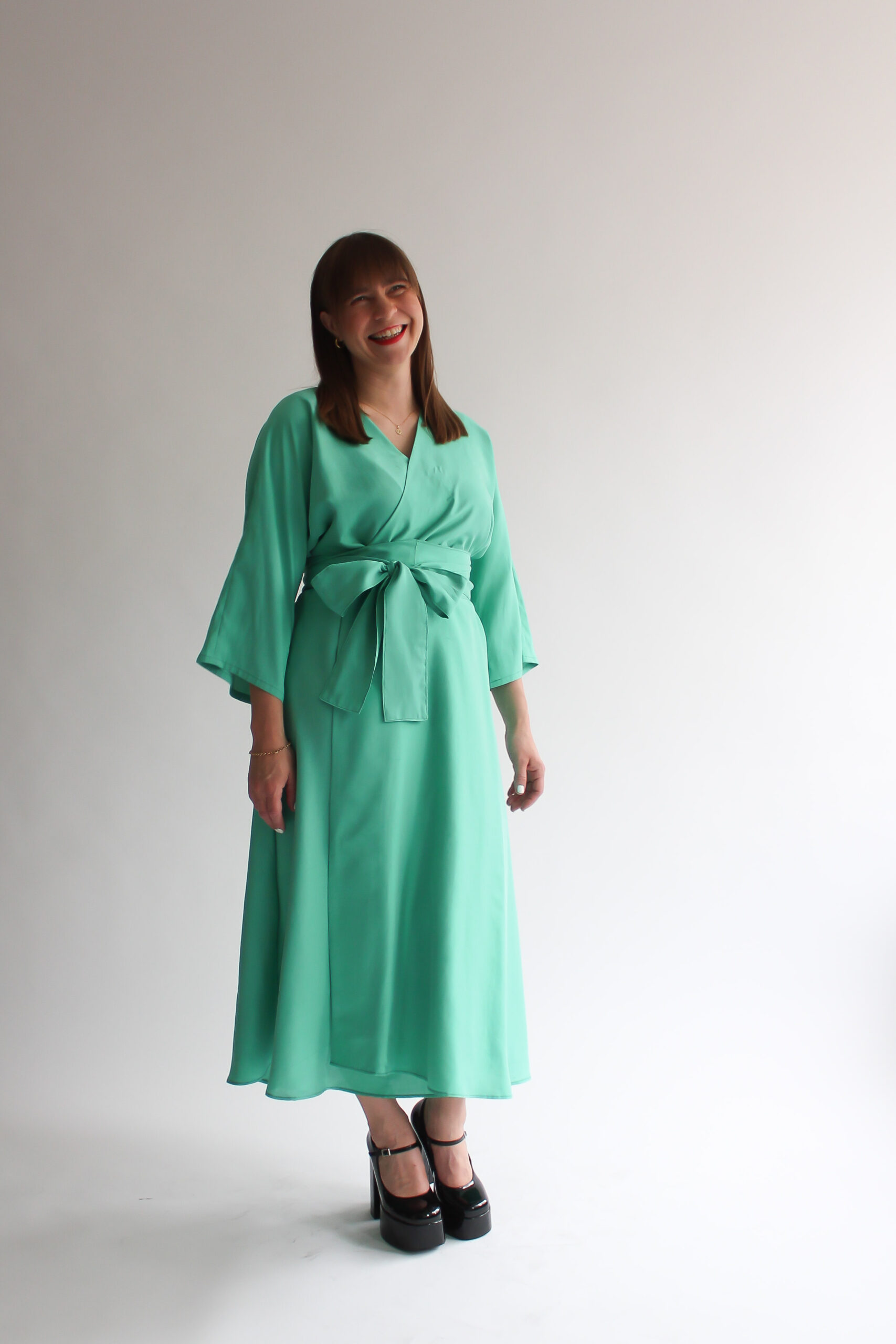 Turchese 100 % silk midi wrap dress - Image 2