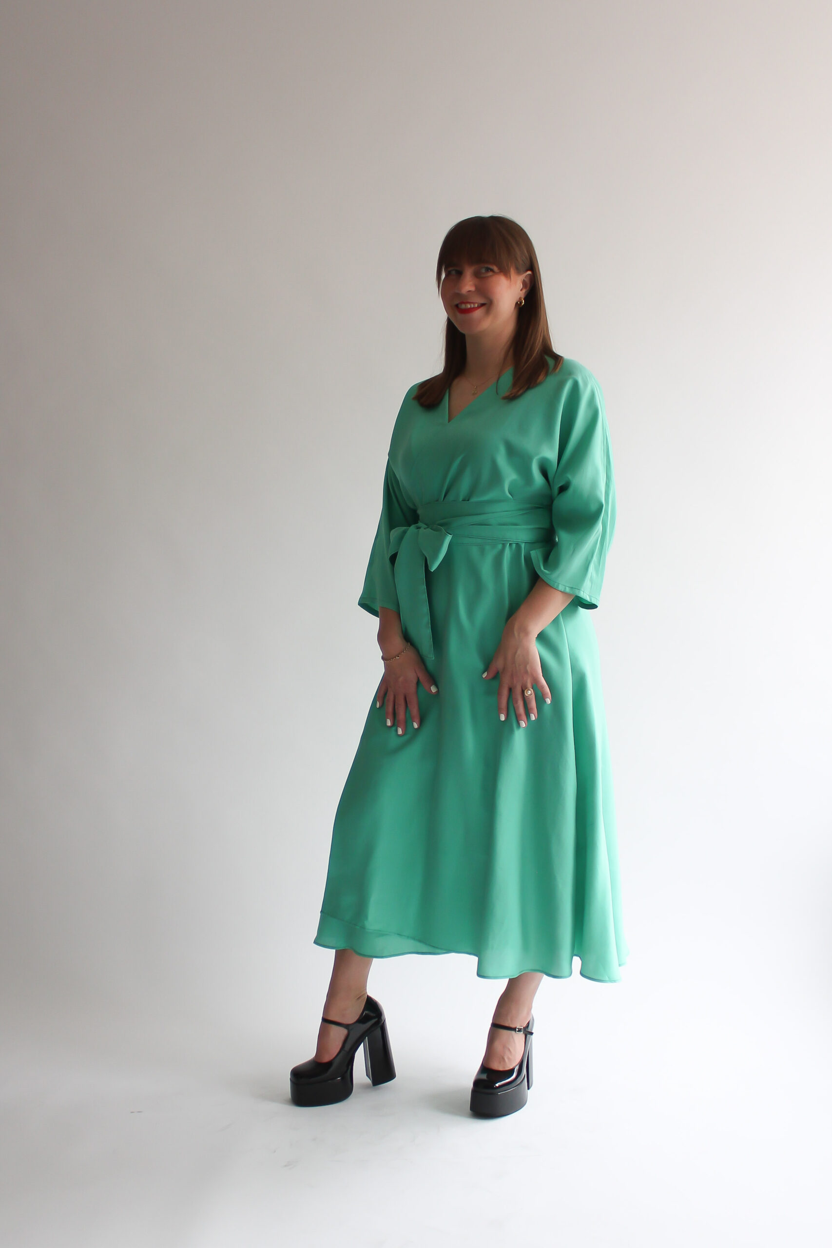 Turchese 100 % silk midi wrap dress - Image 6