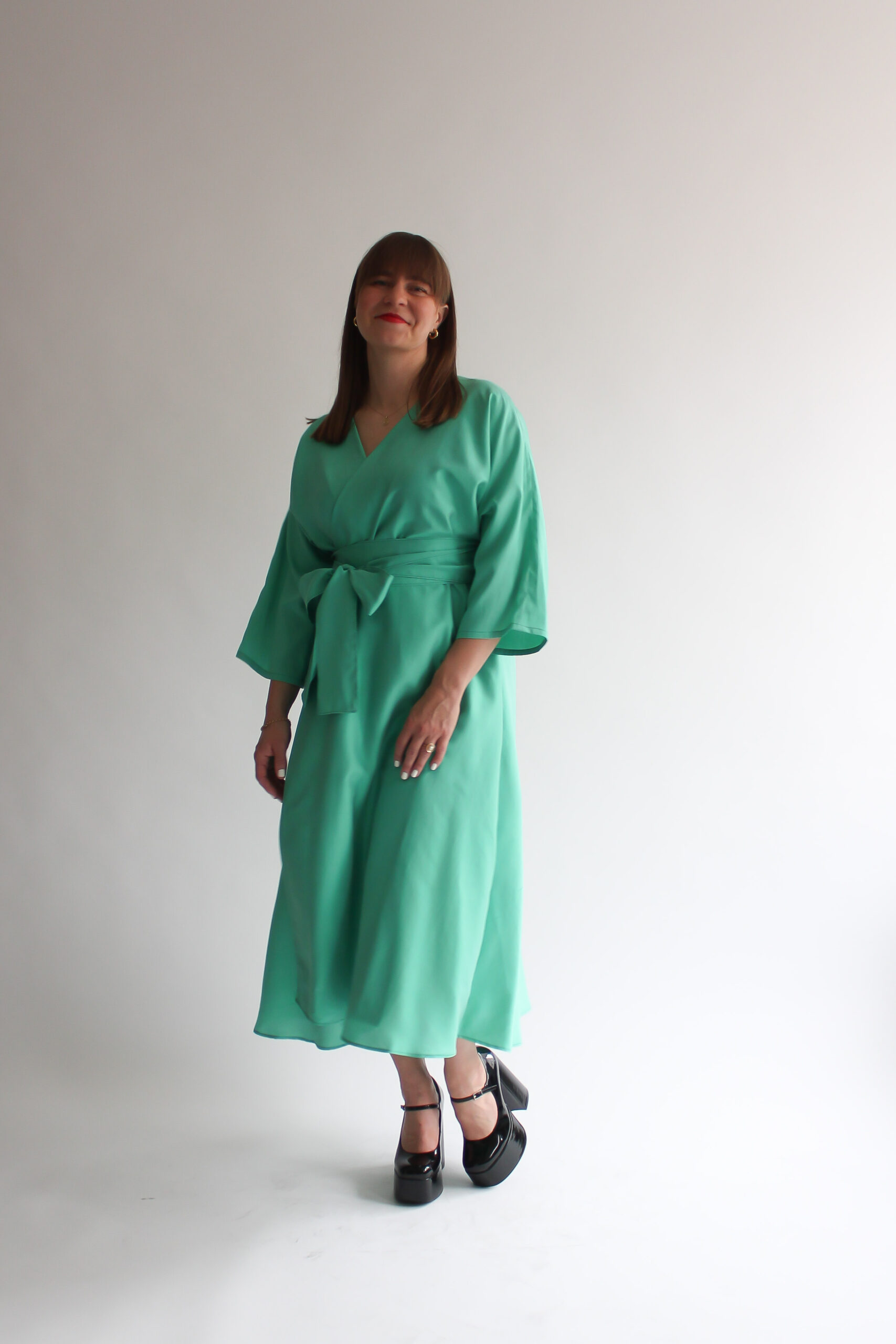 Turchese 100 % silk midi wrap dress - Image 7