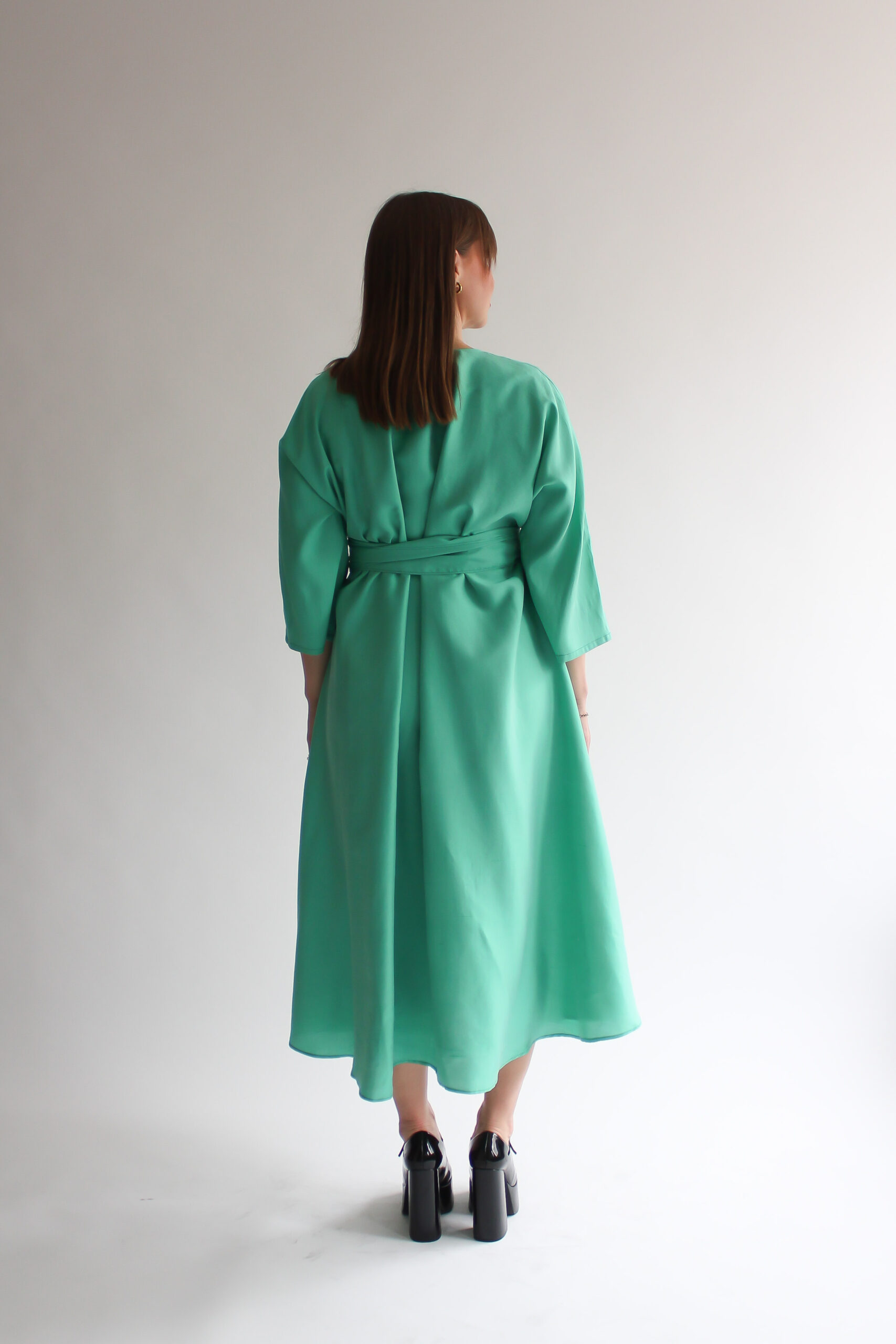 Turchese 100 % silk midi wrap dress - Image 8