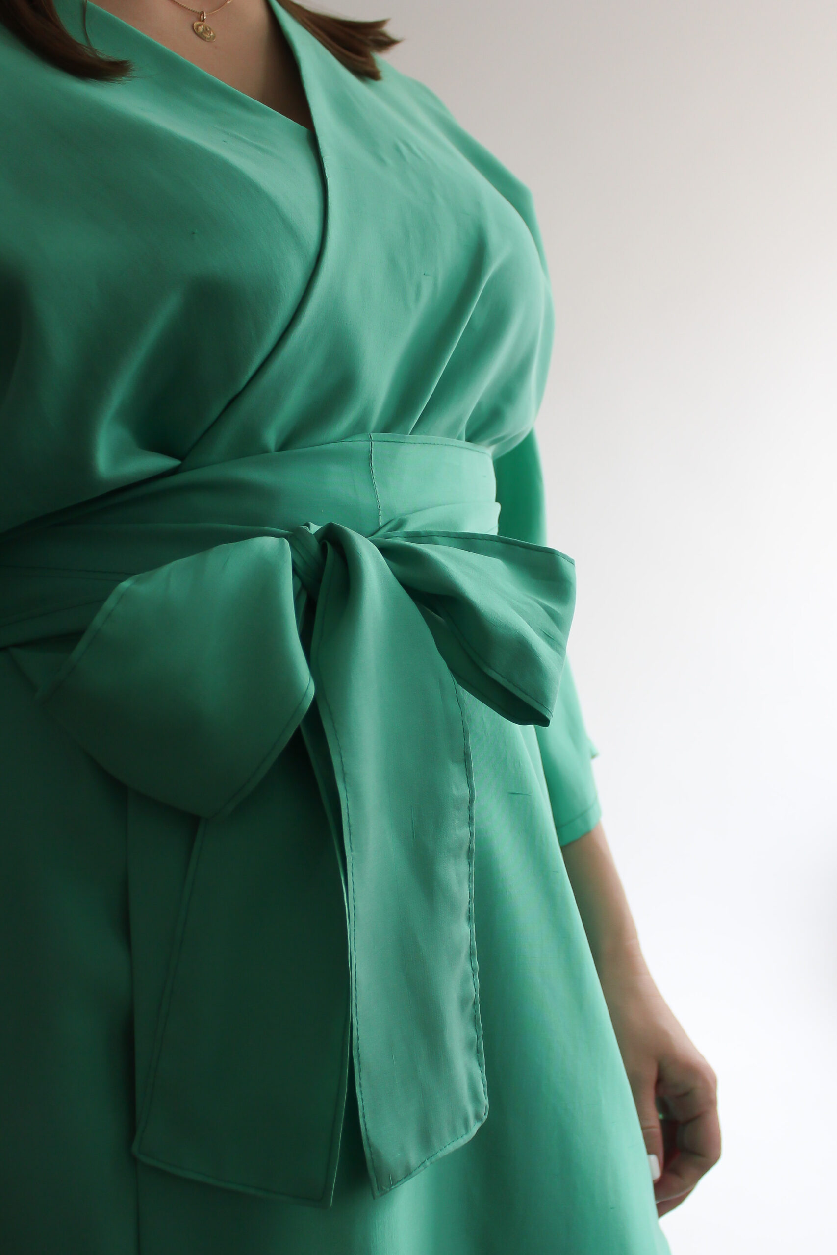 Turchese 100 % silk midi wrap dress - Image 10