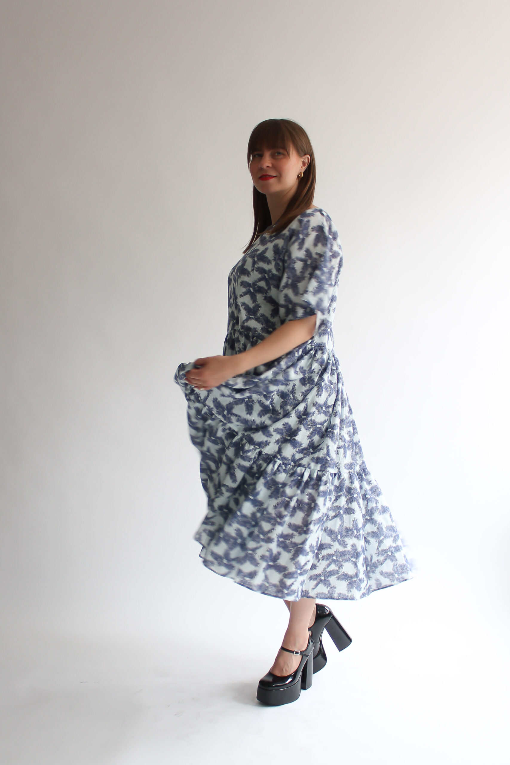 Palma linen long double ruffle dress - Image 5