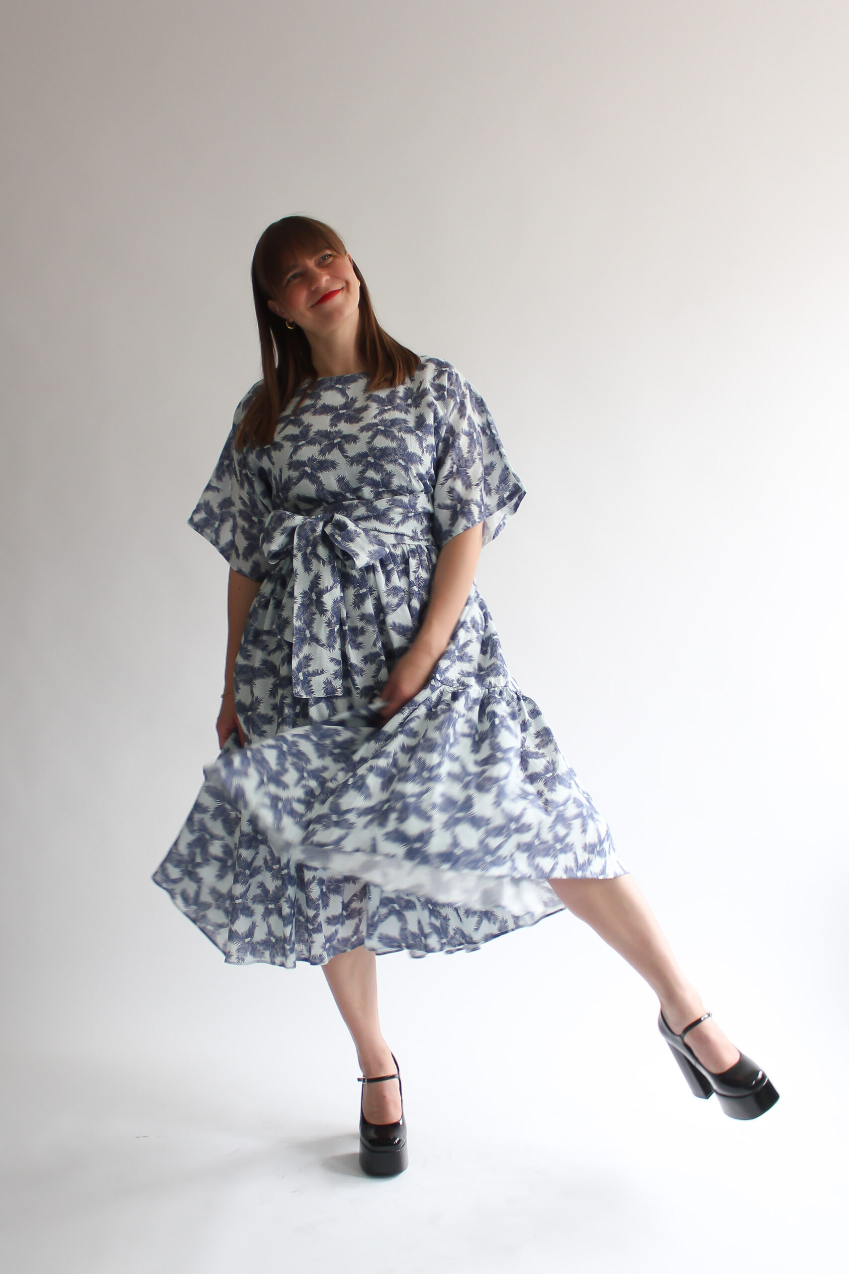 Palma linen long double ruffle dress - Image 2