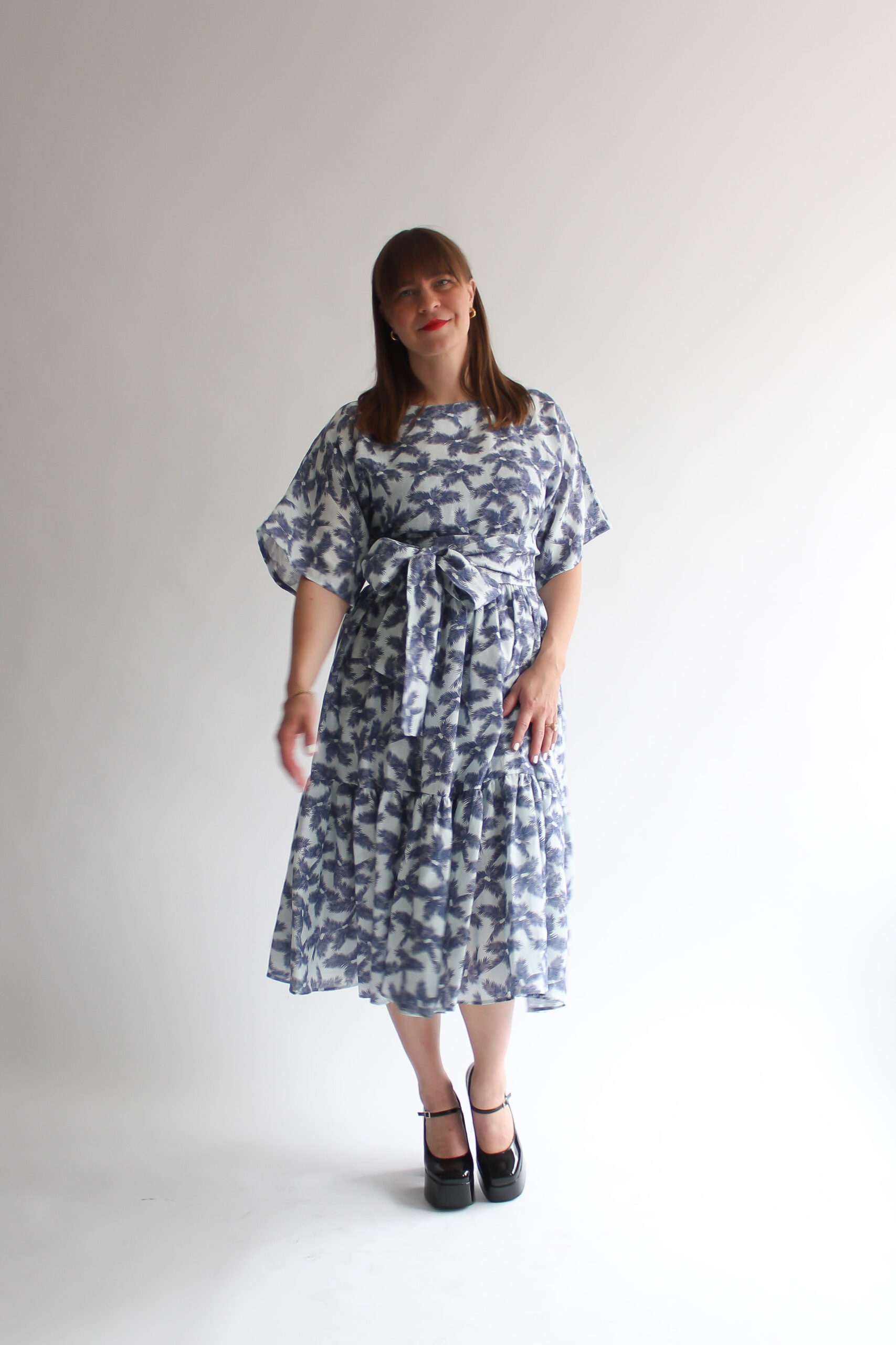 Palma linen long double ruffle dress - Image 3