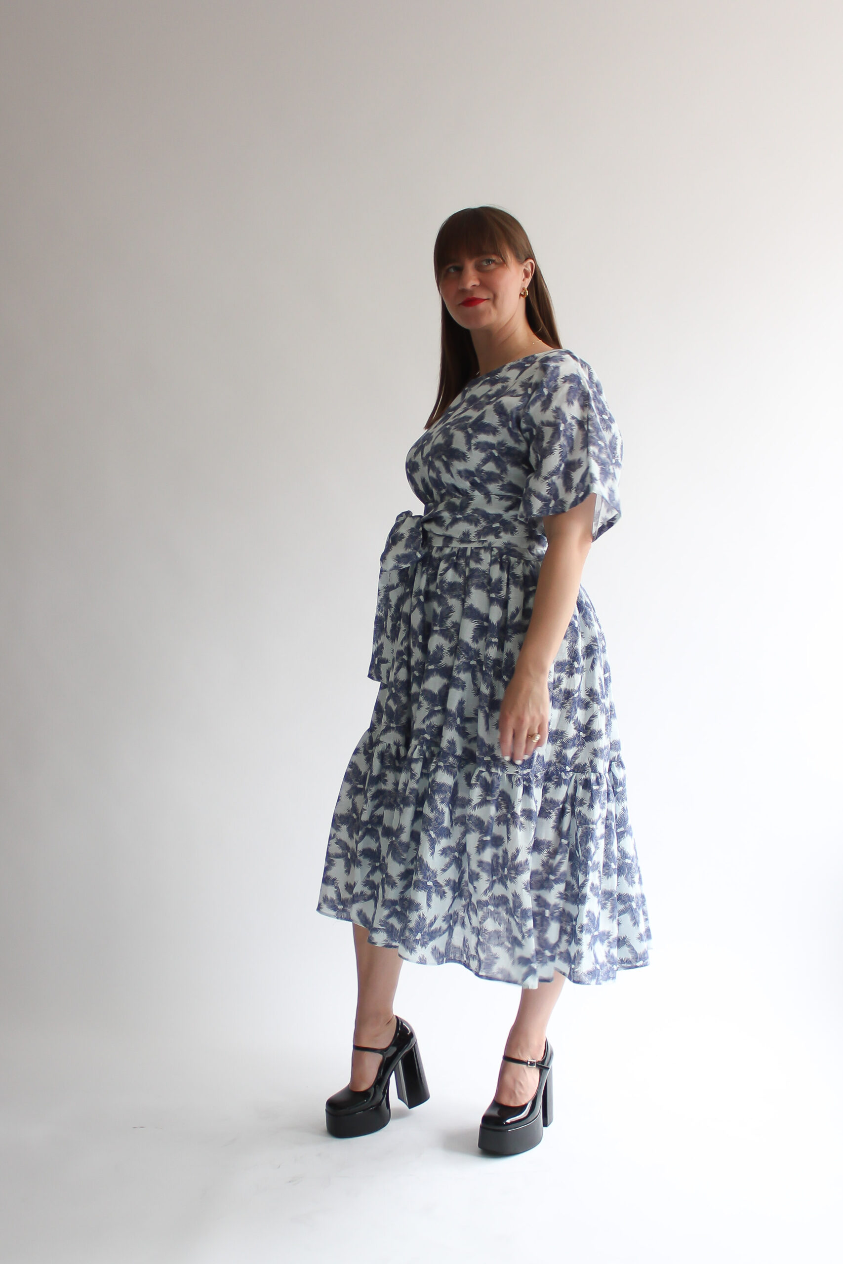 Palma linen long double ruffle dress - Image 4
