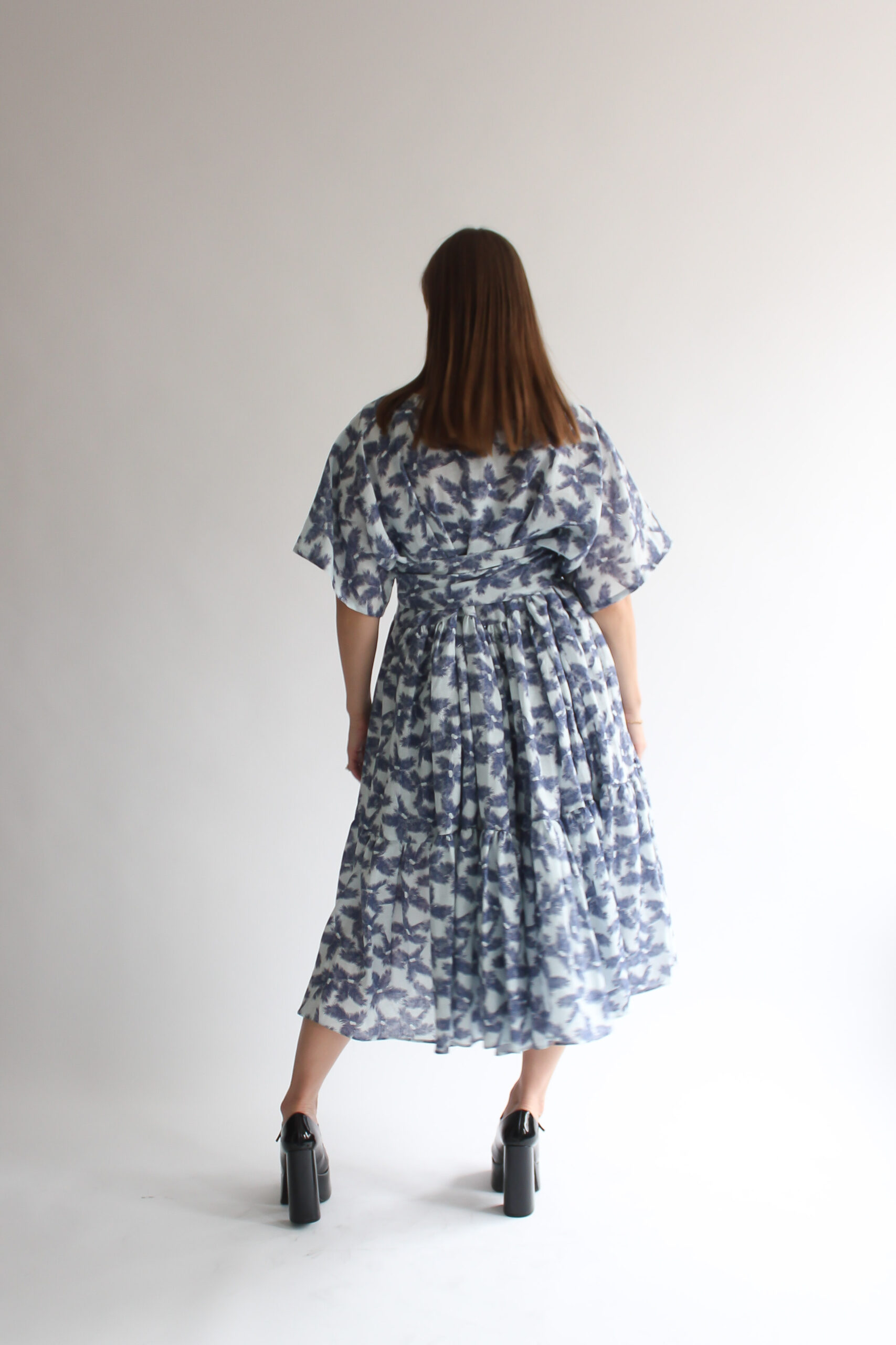 Palma linen long double ruffle dress - Image 8