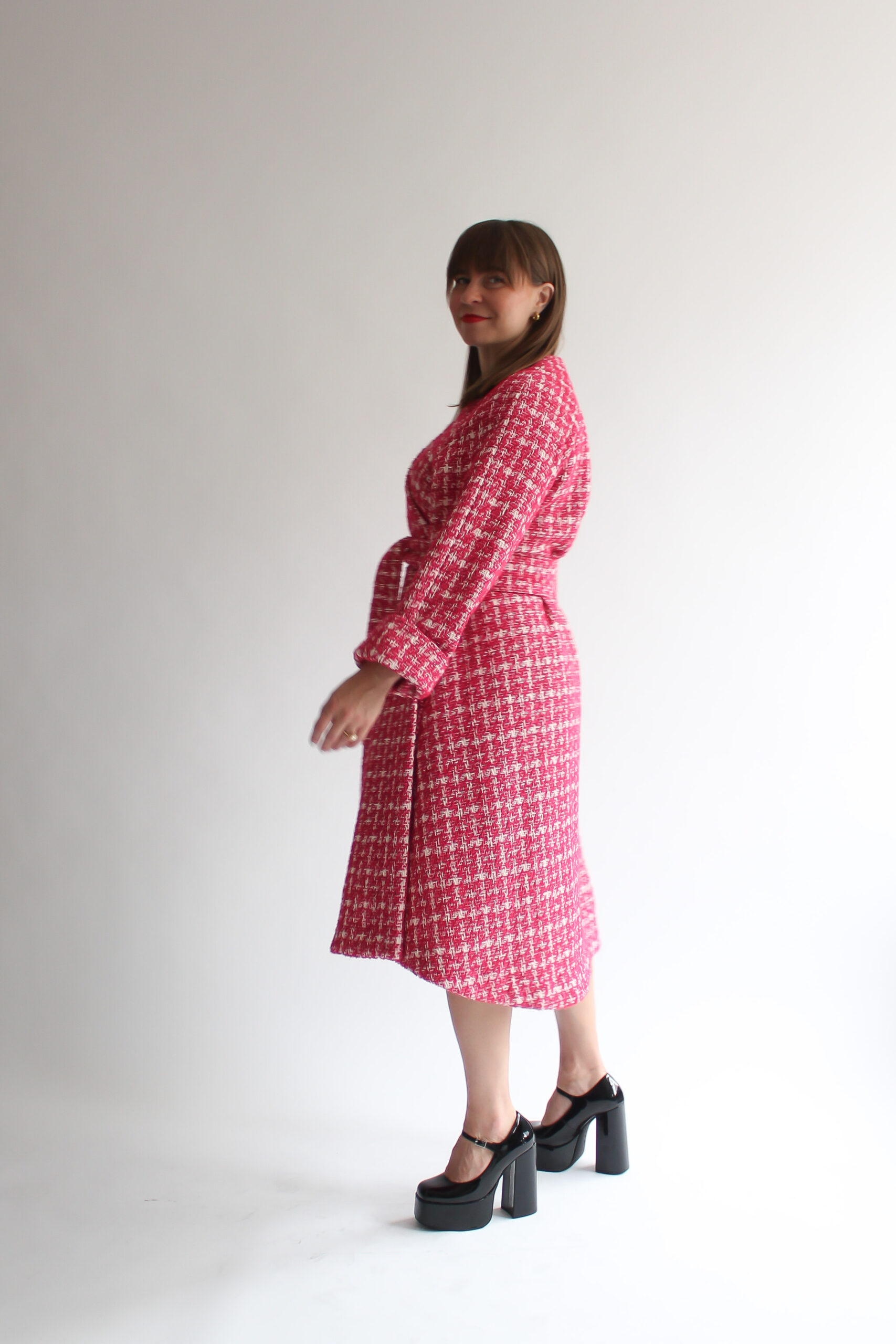 A scacchi pink wool coat - Image 3