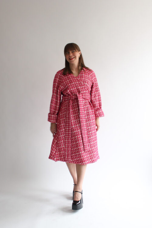 A scacchi pink wool coat