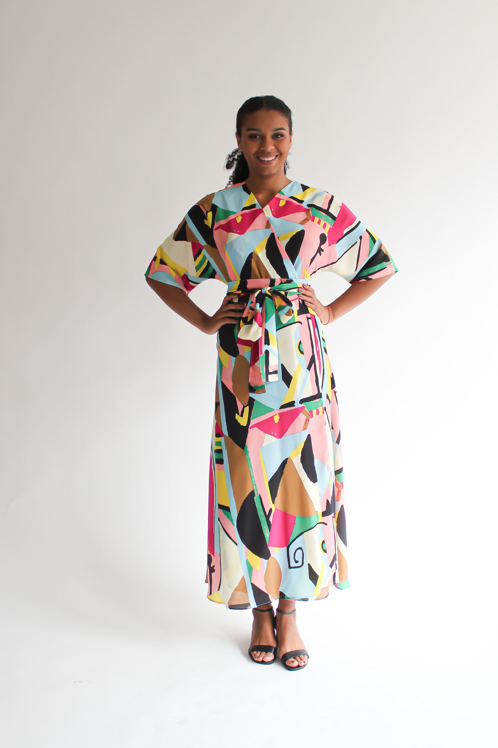 Arte 100 % silk maxi wrap dress