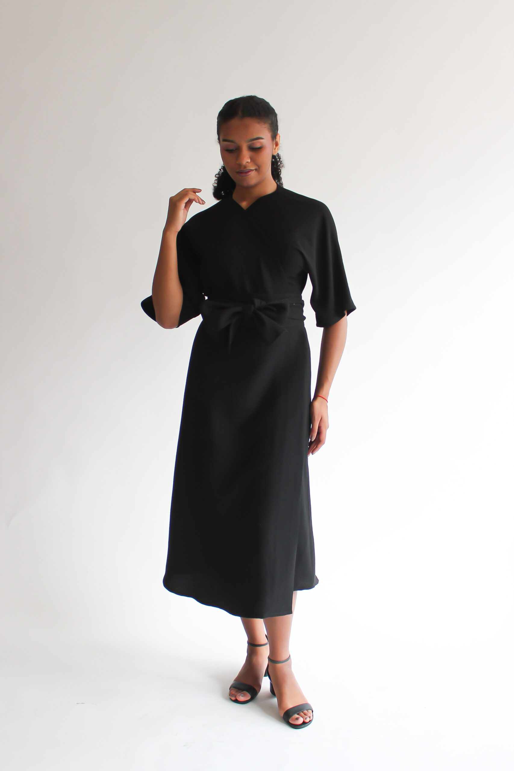 Nero wool-viscose midi wrap dress - Image 3