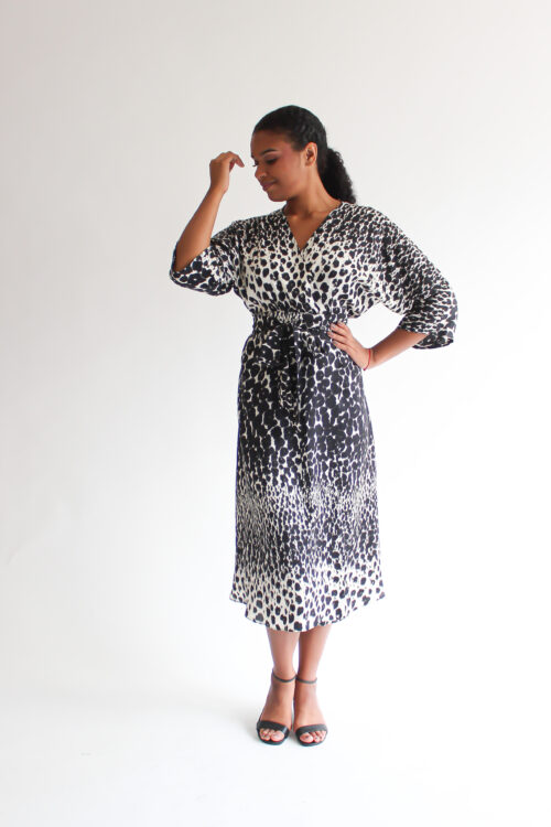 Leopardo viscose midi wrap dress