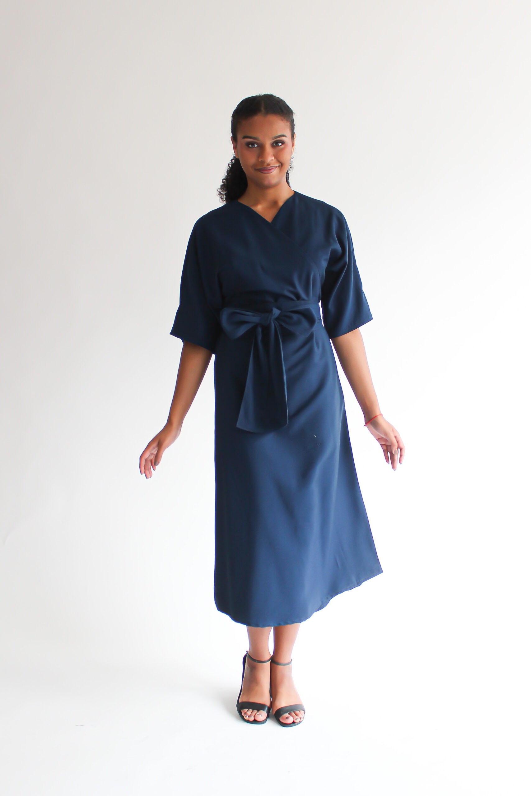 Blu reale viscose midi wrap dress - Image 2