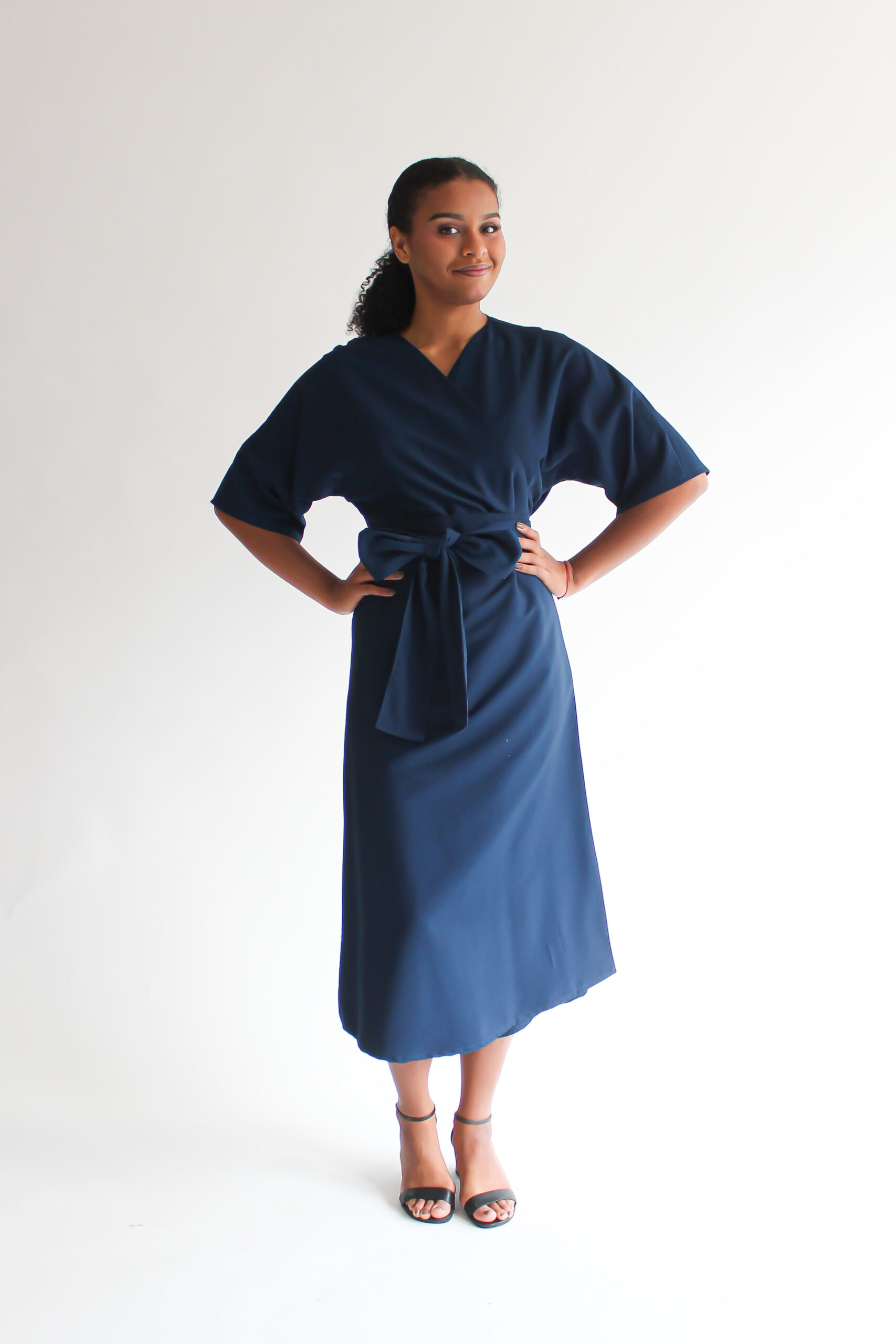 Blu reale viscose midi wrap dress