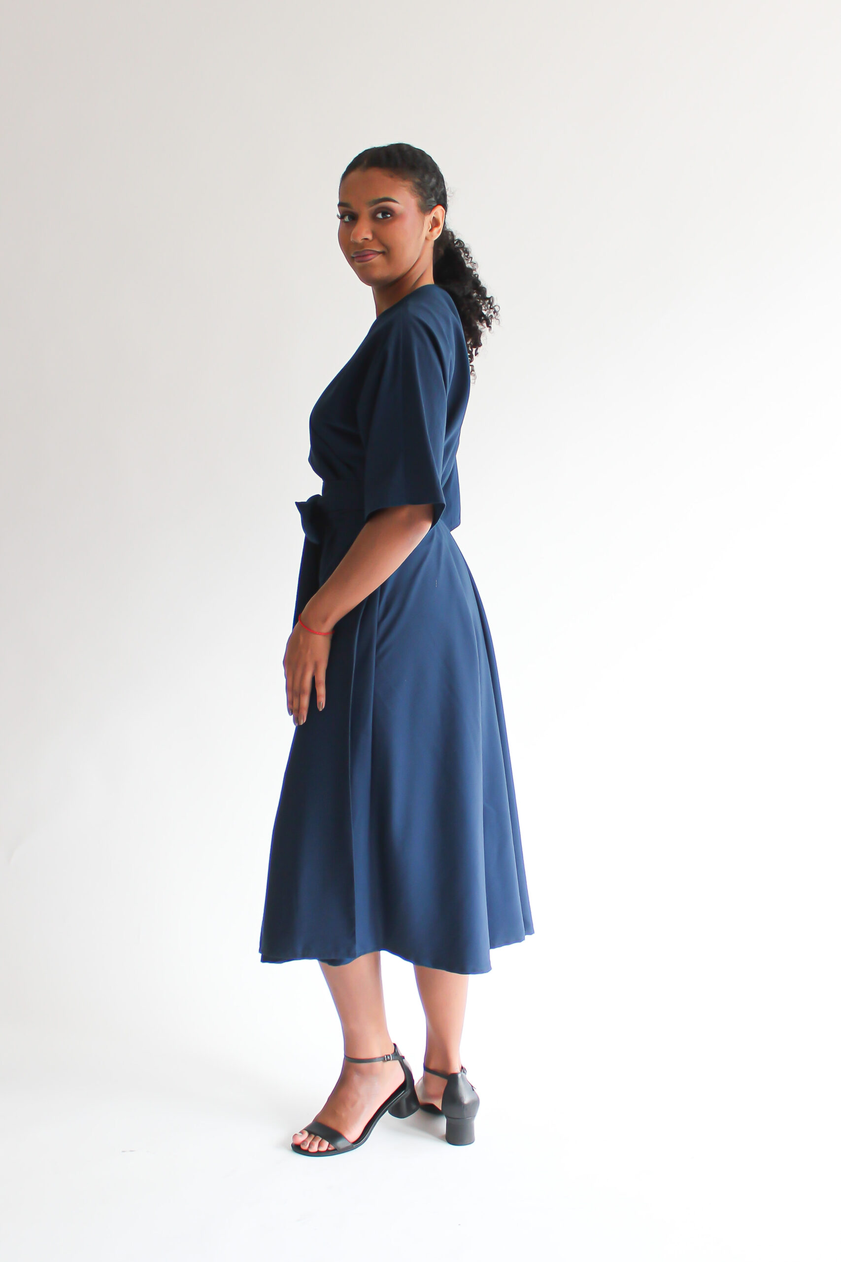 Blu reale viscose midi wrap dress - Image 4