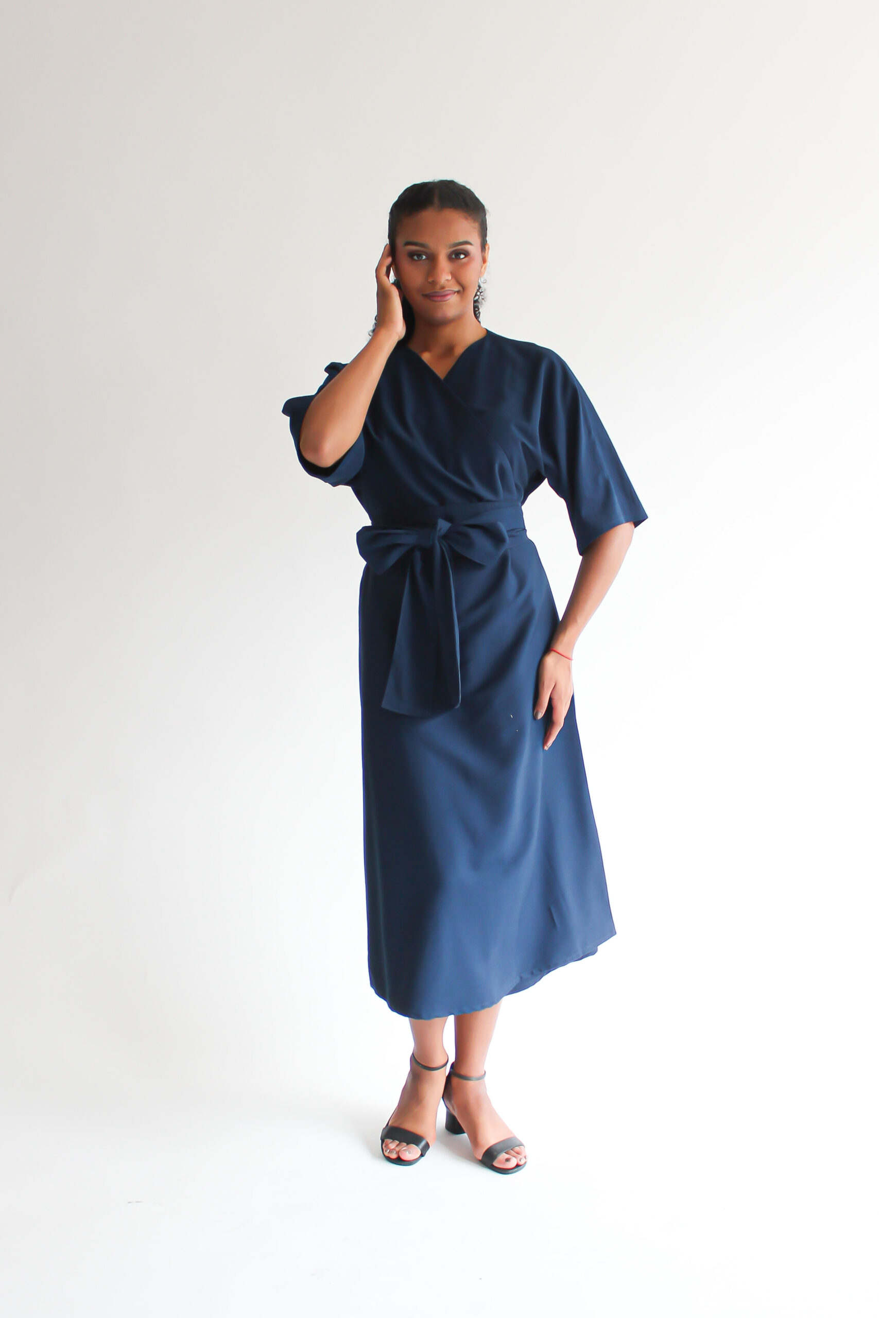 Blu reale viscose midi wrap dress - Image 5