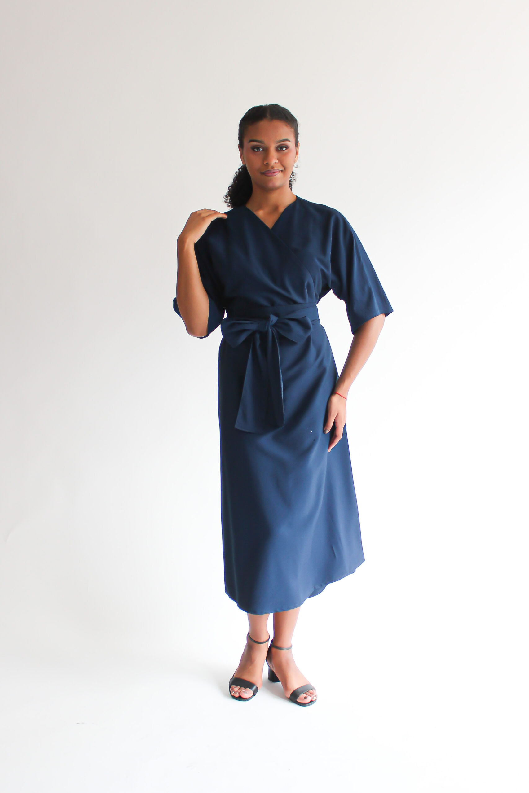 Blu reale viscose midi wrap dress - Image 6