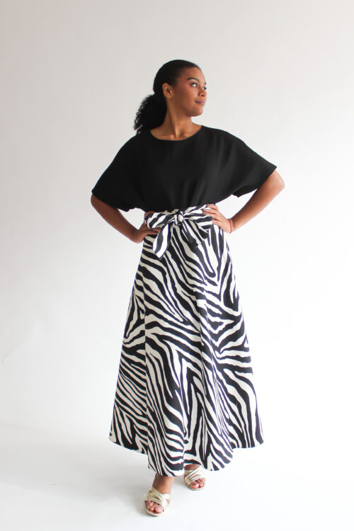 Zebra cotton maxi skirt