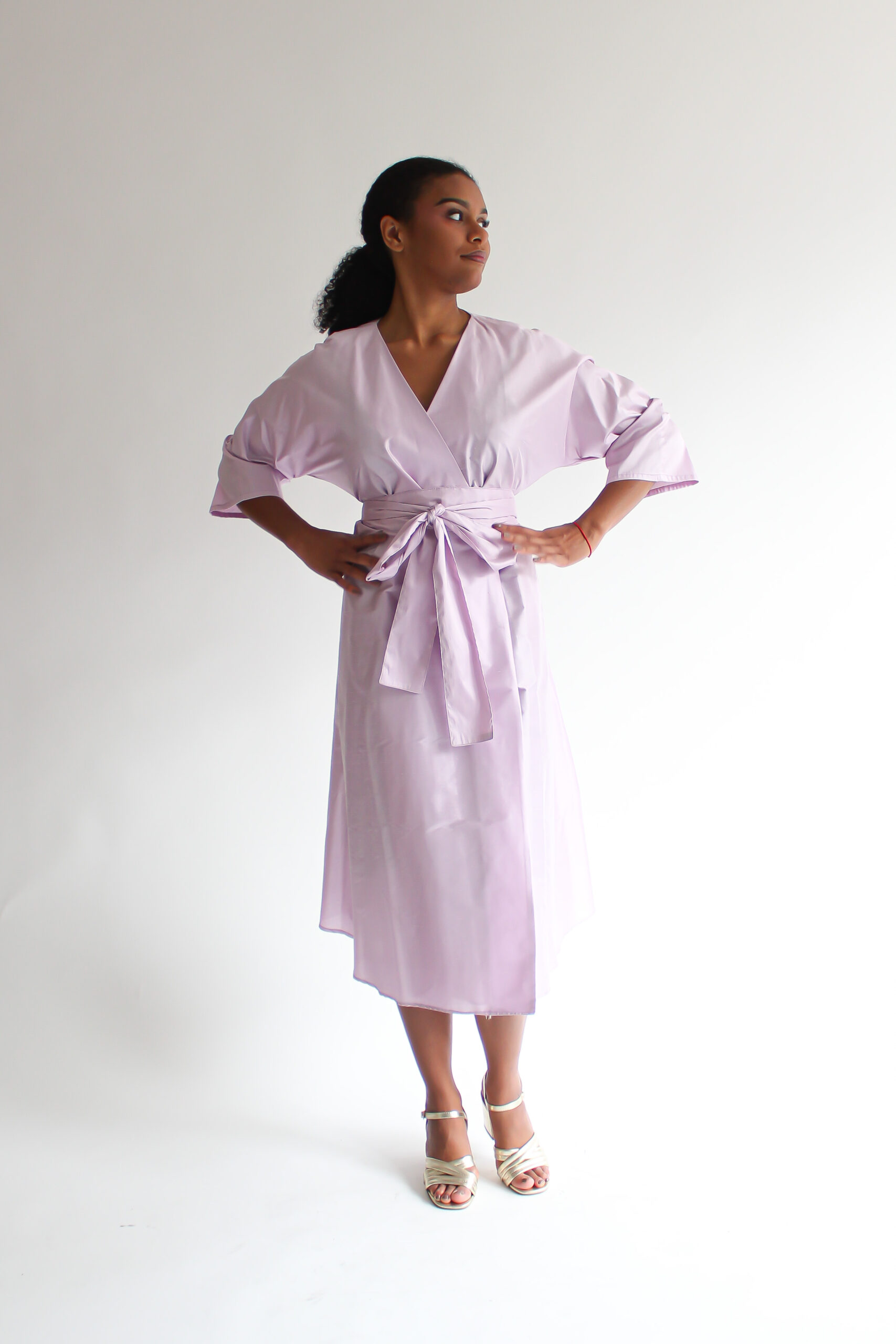 Lilla 100 % silk midi wrap dress - Image 2
