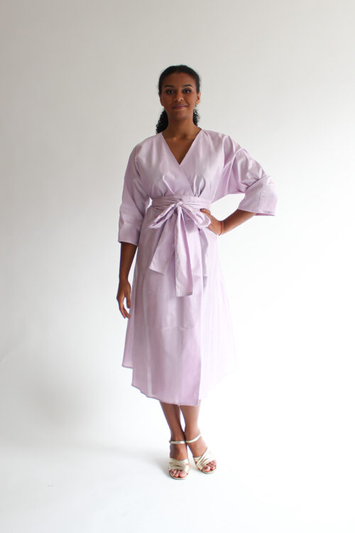 Lilla 100 % silk midi wrap dress