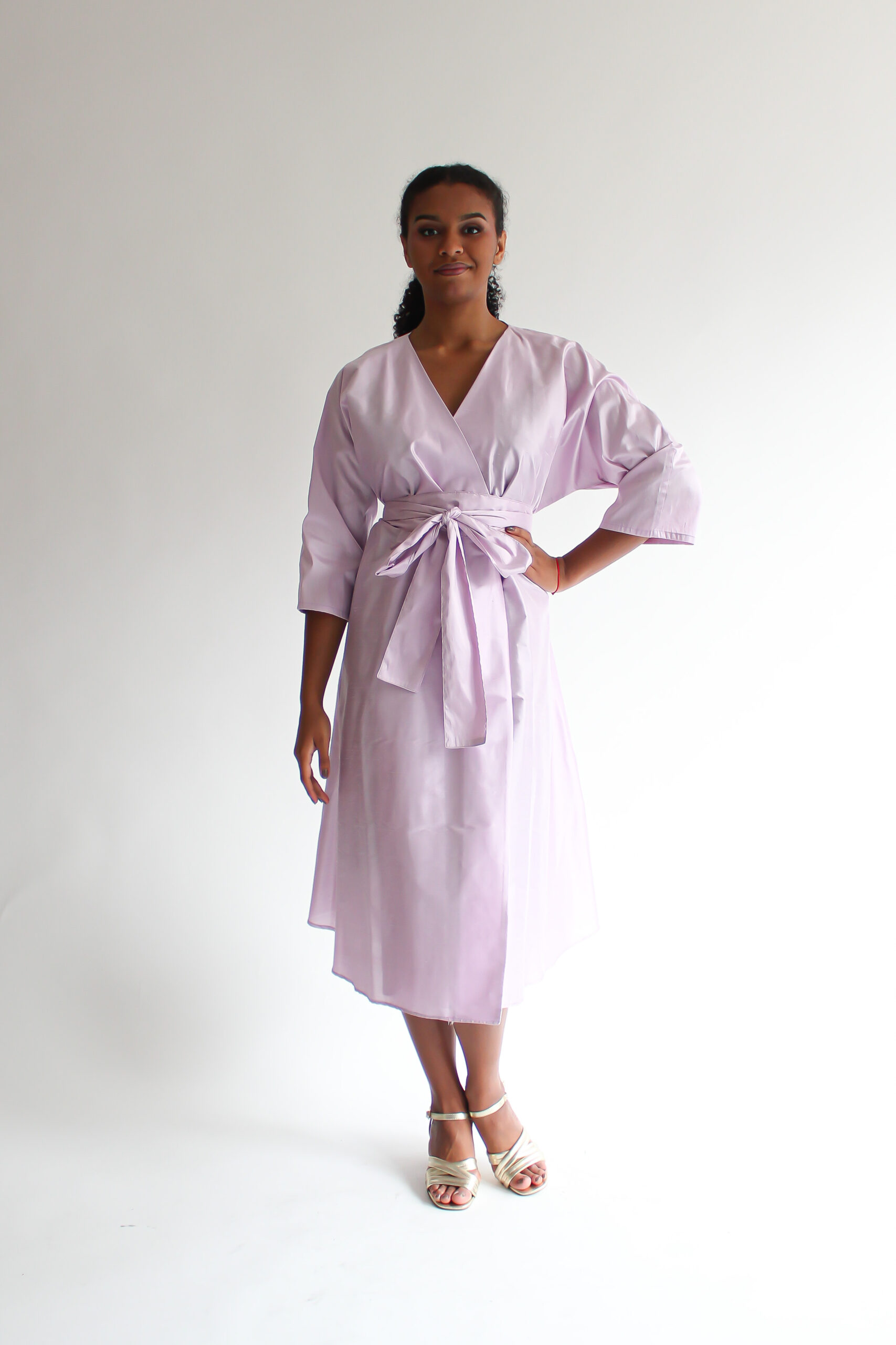 Lilla 100 % silk midi wrap dress