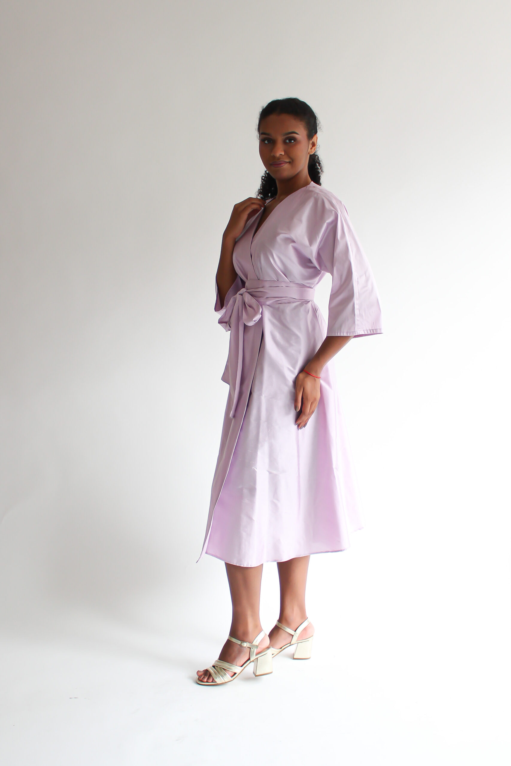 Lilla 100 % silk midi wrap dress - Image 4