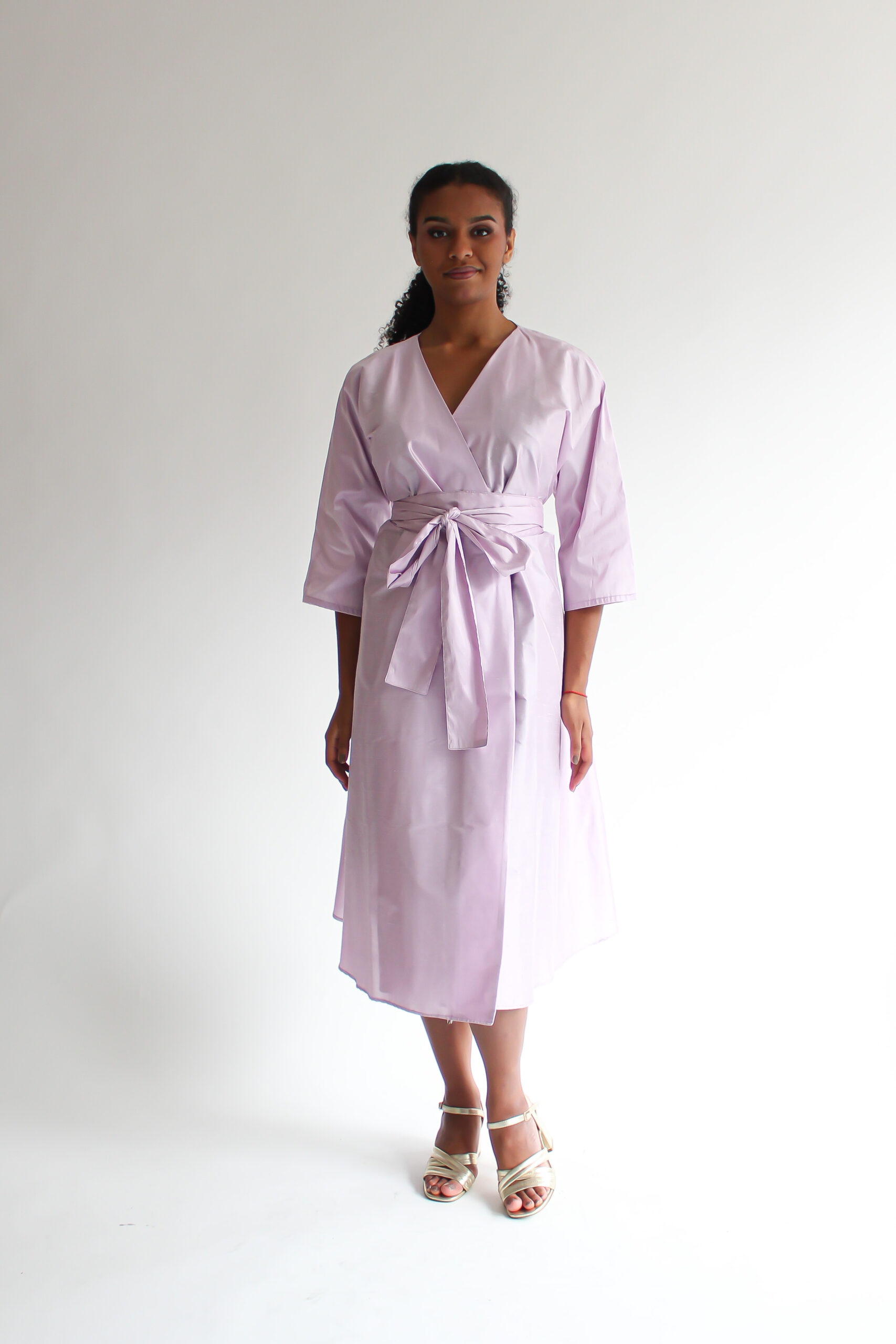 Lilla 100 % silk midi wrap dress - Image 5