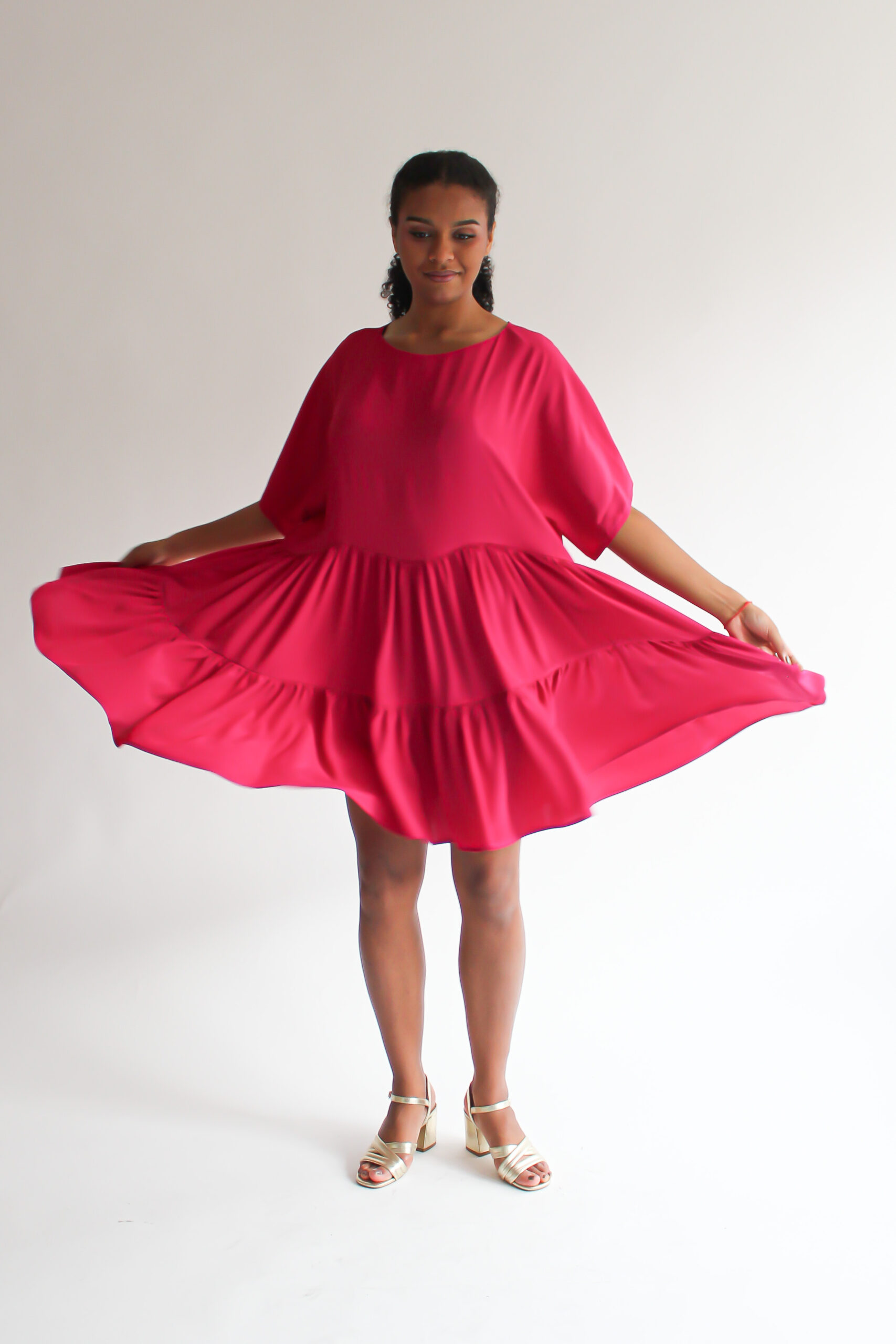 Fucsia double ruffle dress - Image 2